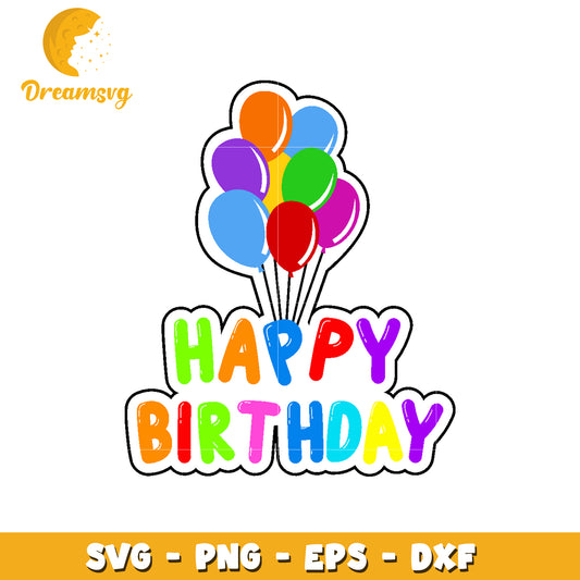 Rainbow Balloons Happy Birthday SVG