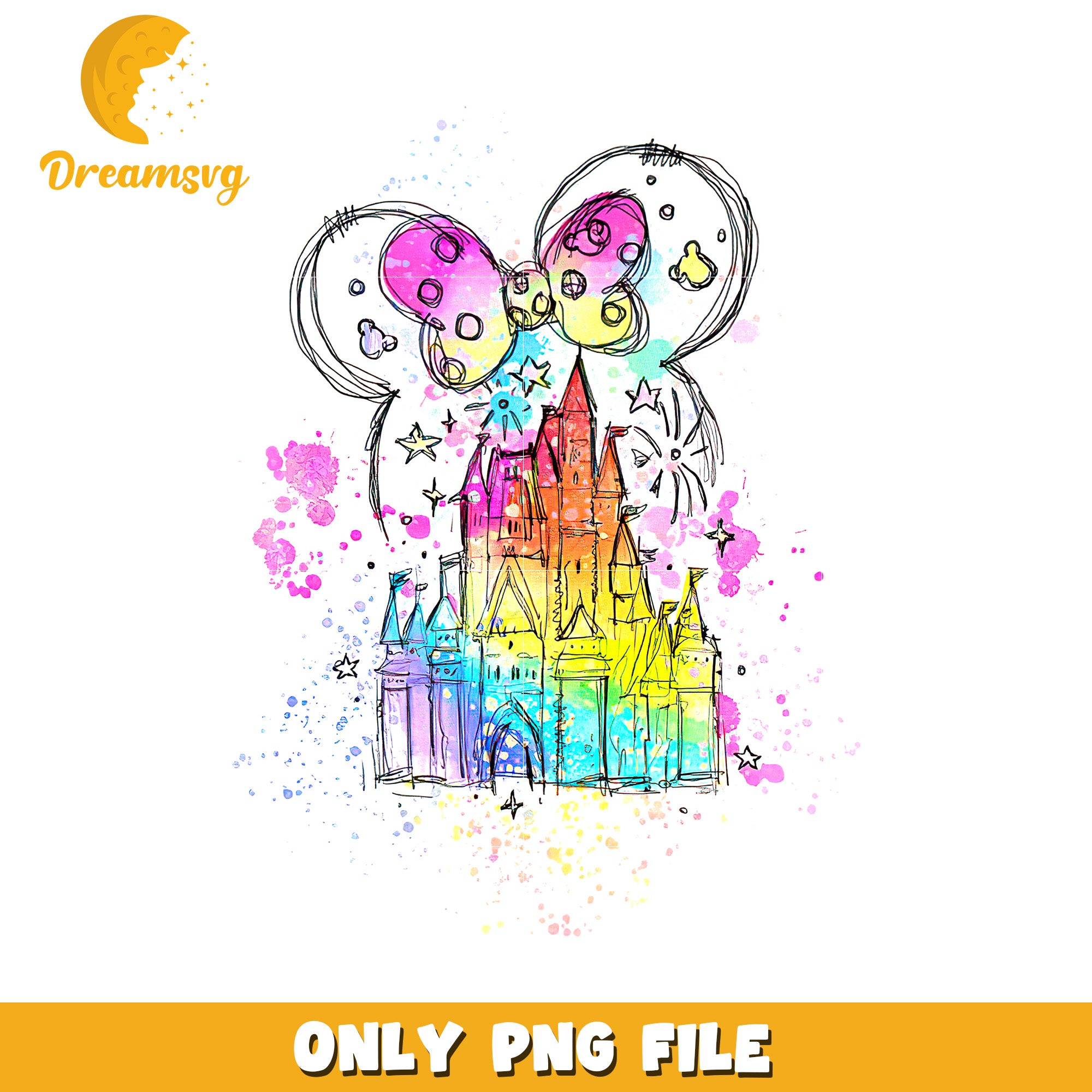 Rainbow Castle with Bow PNG Clipart for Crafts