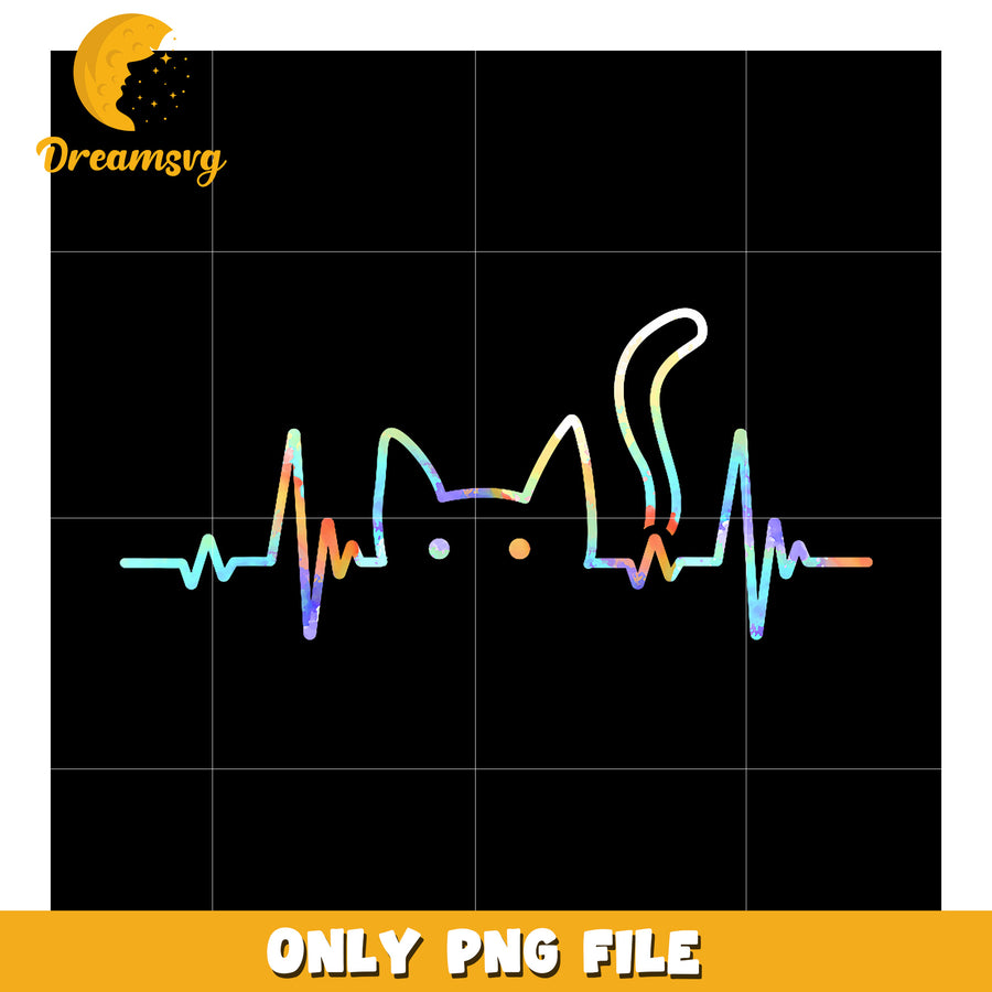 Rainbow Cat Heartbeat PNG Download