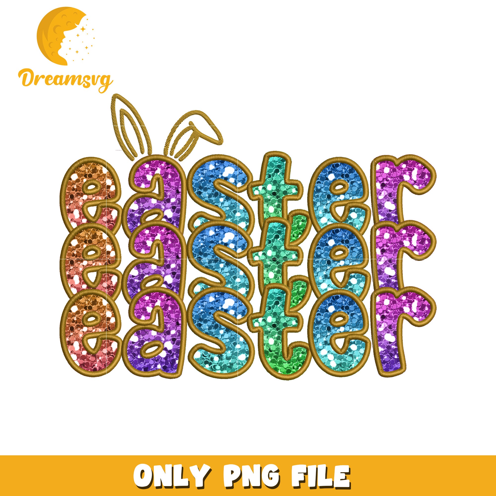 Rainbow Glitter Easter PNG