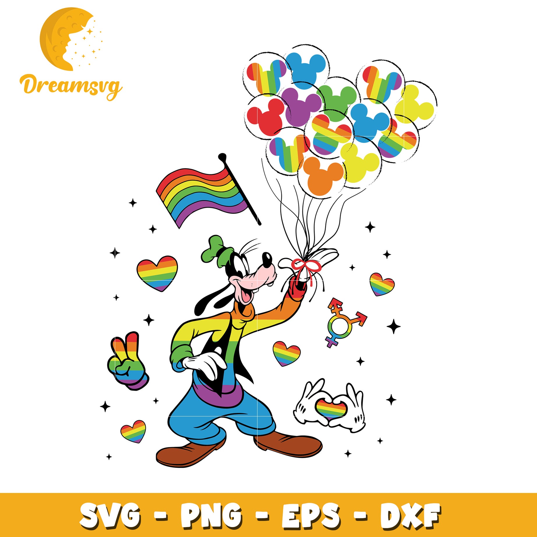 Rainbow Goofy Pride SVG PNG EPS DXF