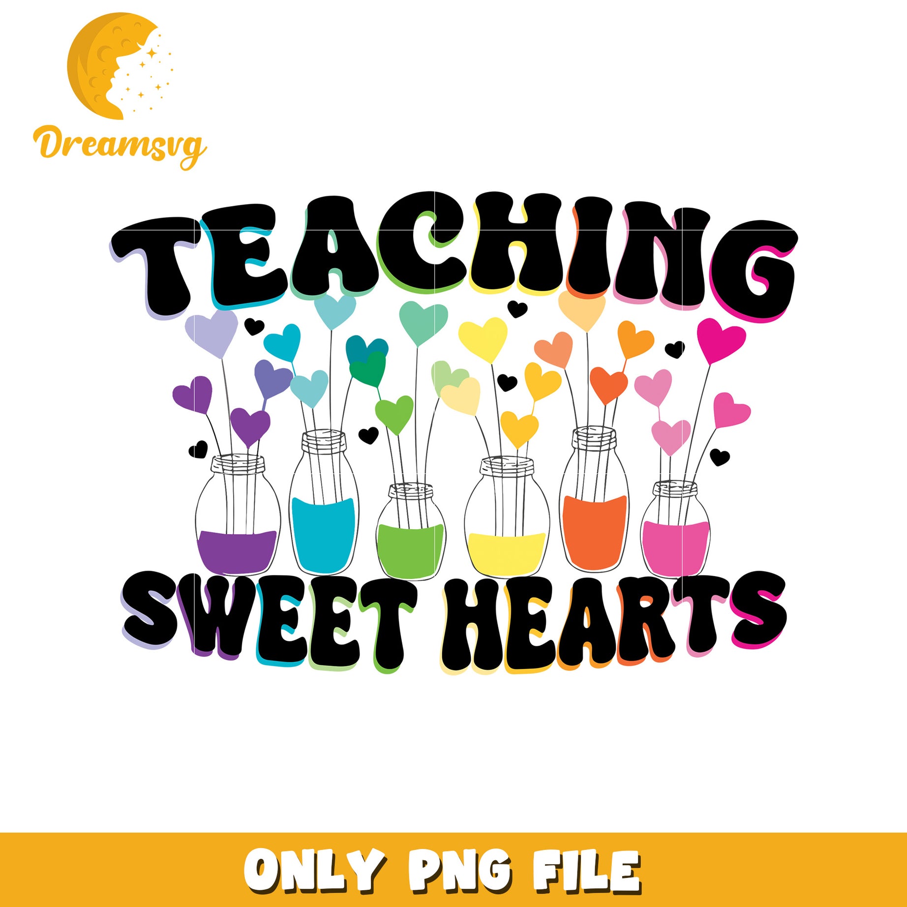 Rainbow Hearts Teacher PNG