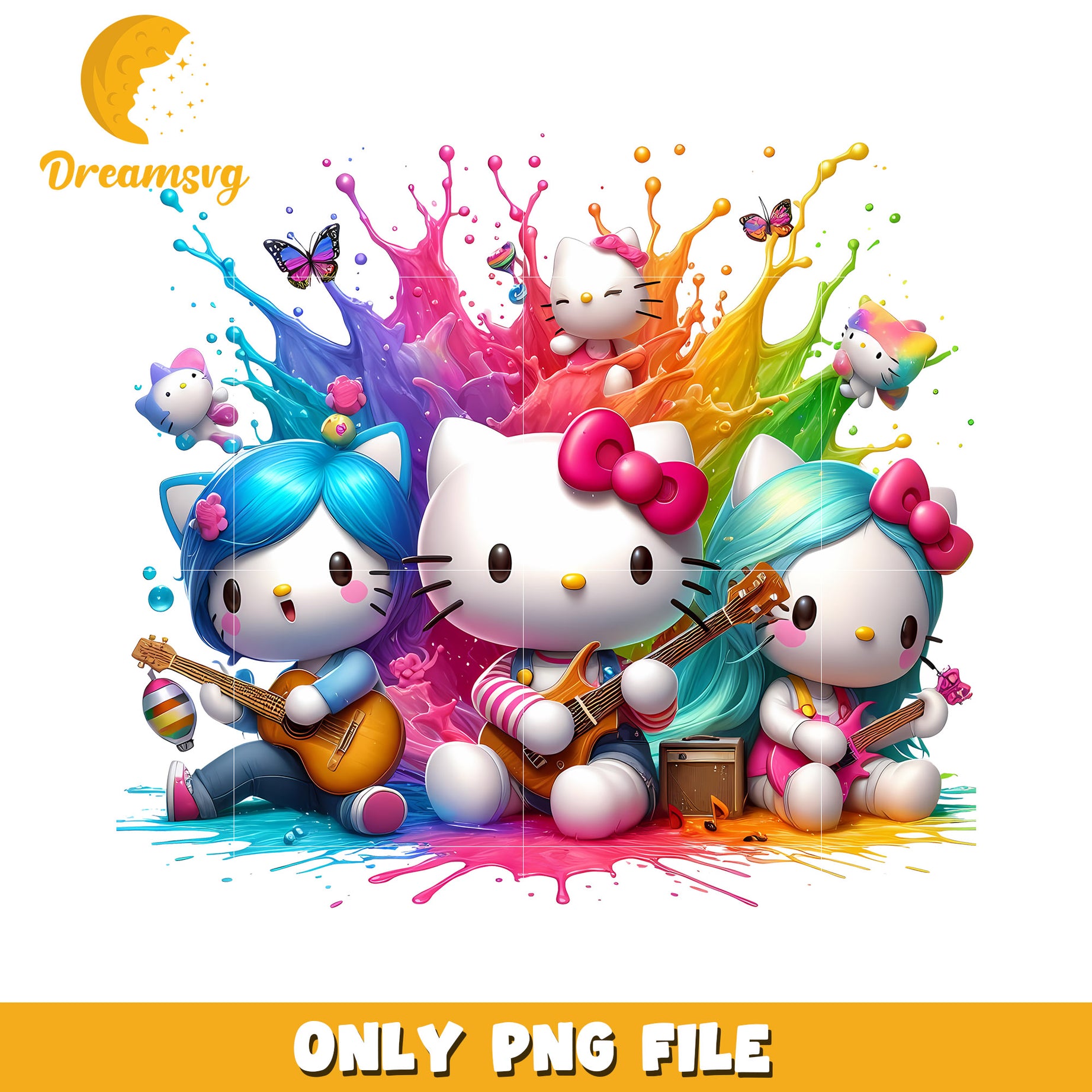 Rainbow Hello Kitty Band PNG