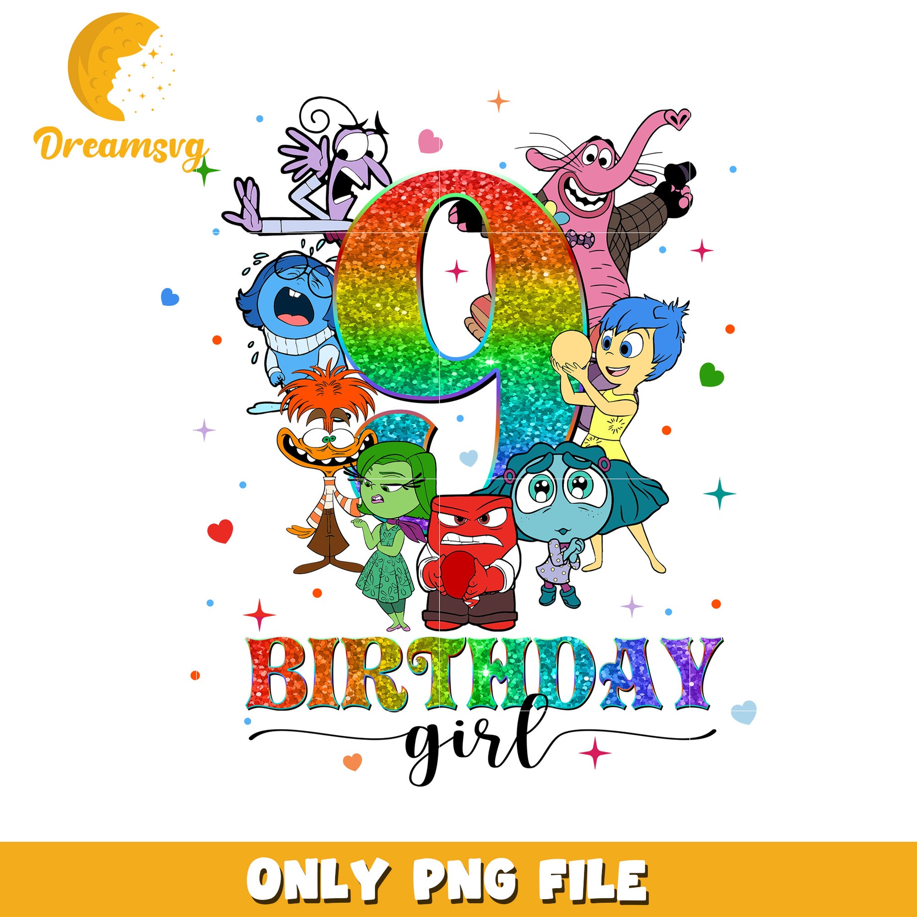 Rainbow Inside Out 9th Birthday PNG