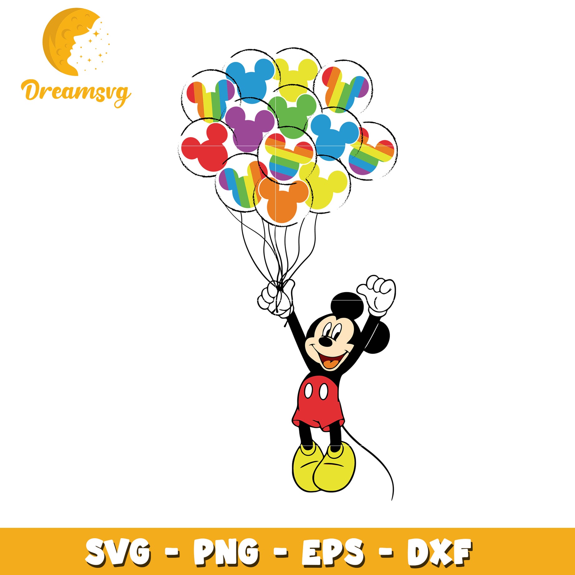 Rainbow Mickey Balloons SVG PNG EPS DXF