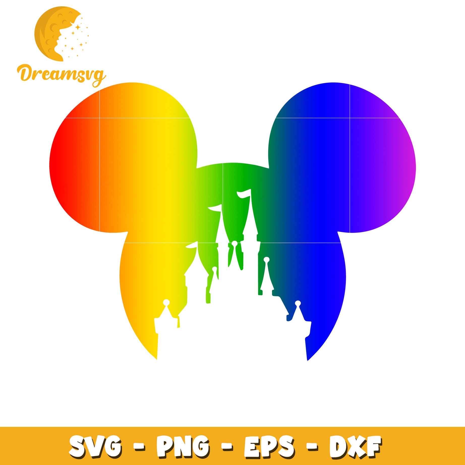 Rainbow Mickey Castle SVG PNG EPS DXF