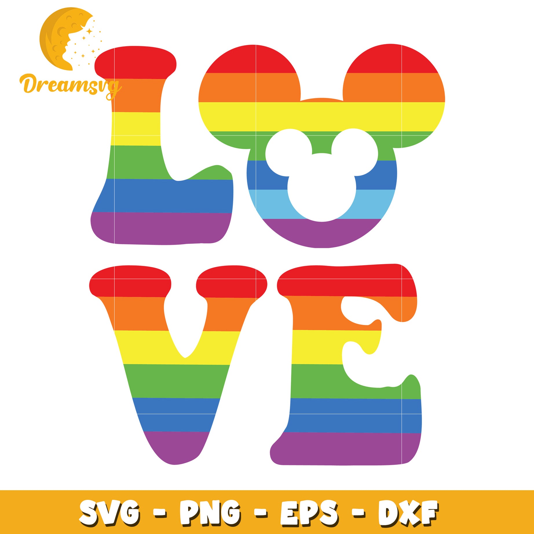 Rainbow Mickey Love SVG PNG EPS DXF