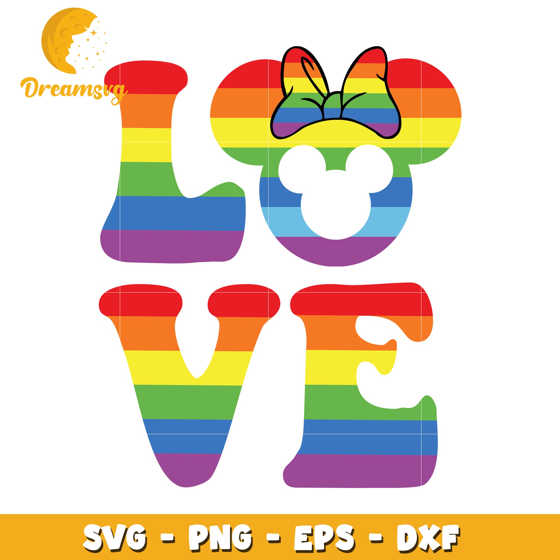 Rainbow Minnie Mouse Love SVG PNG EPS DXF