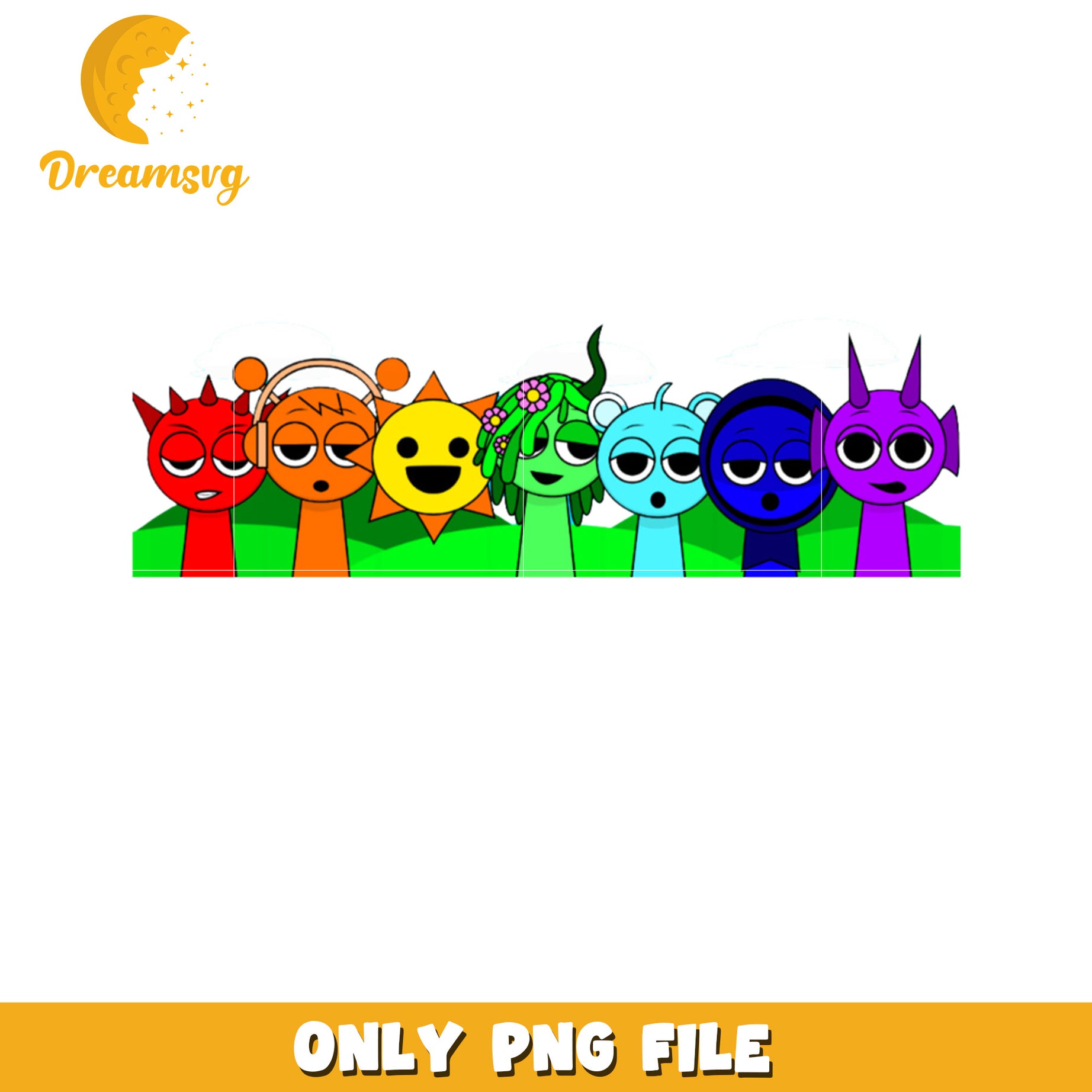Rainbow Monster PNG, Cute Cartoon, Digital File