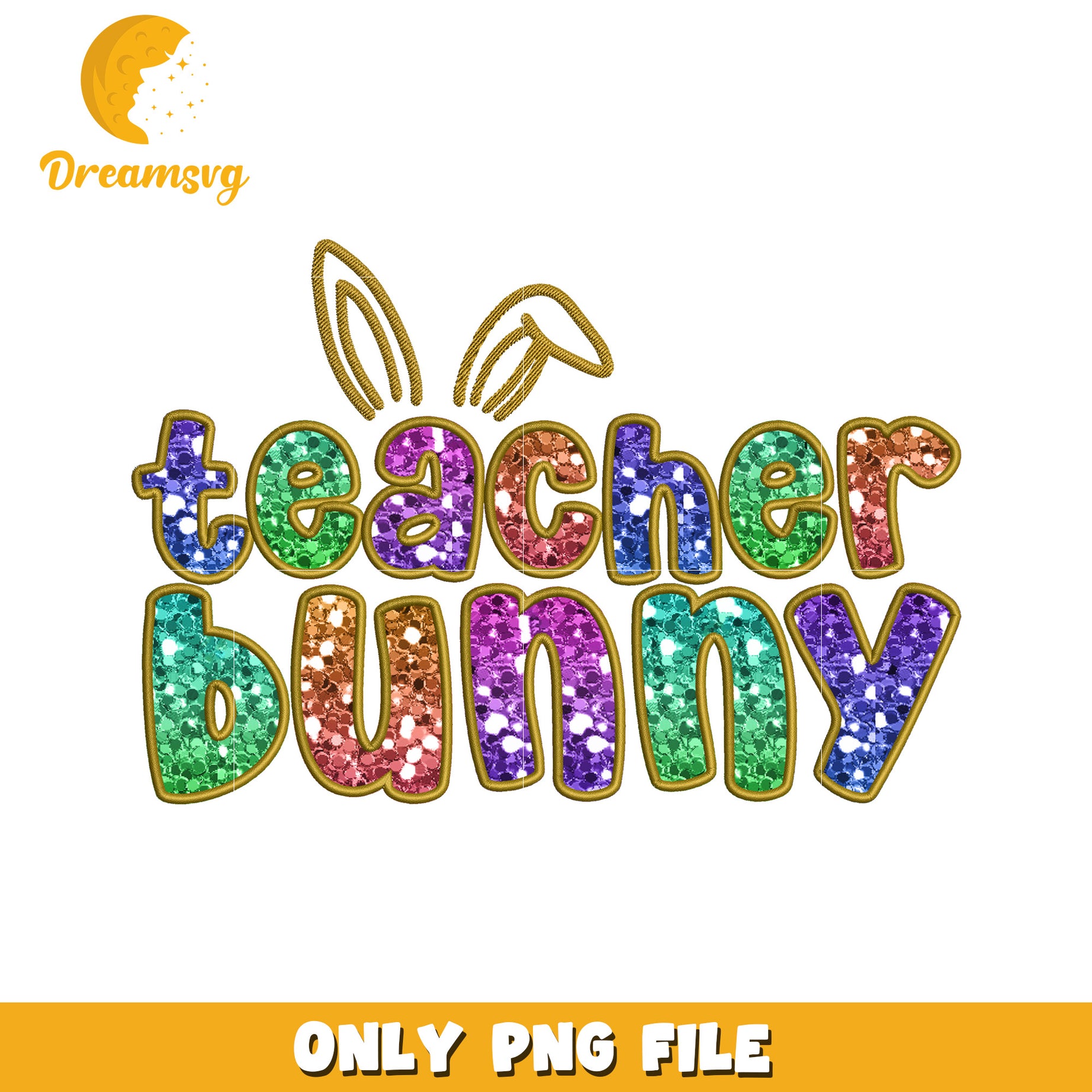 Rainbow Teacher Bunny PNG