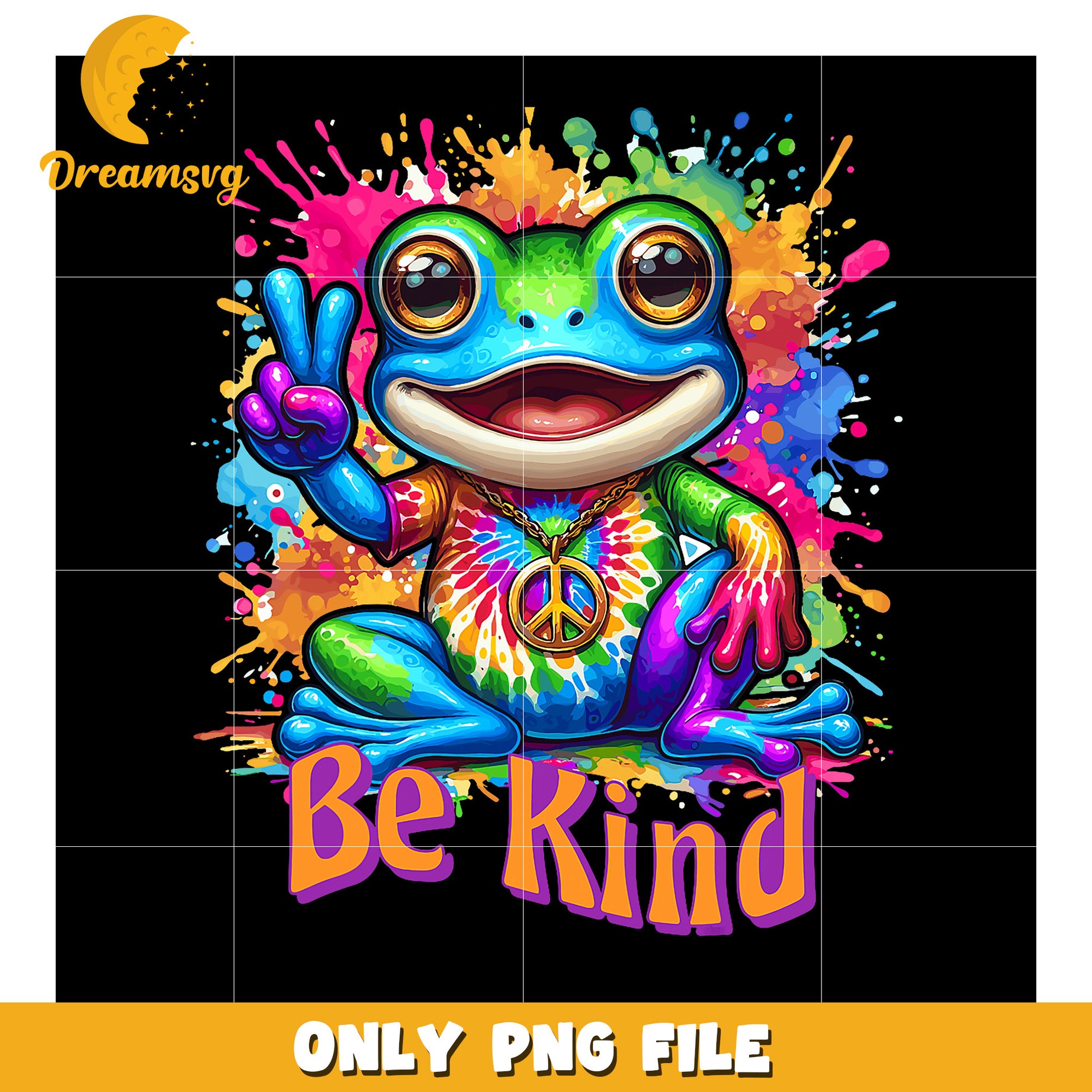 Rainbow Tie Dye Frog Be Kind PNG