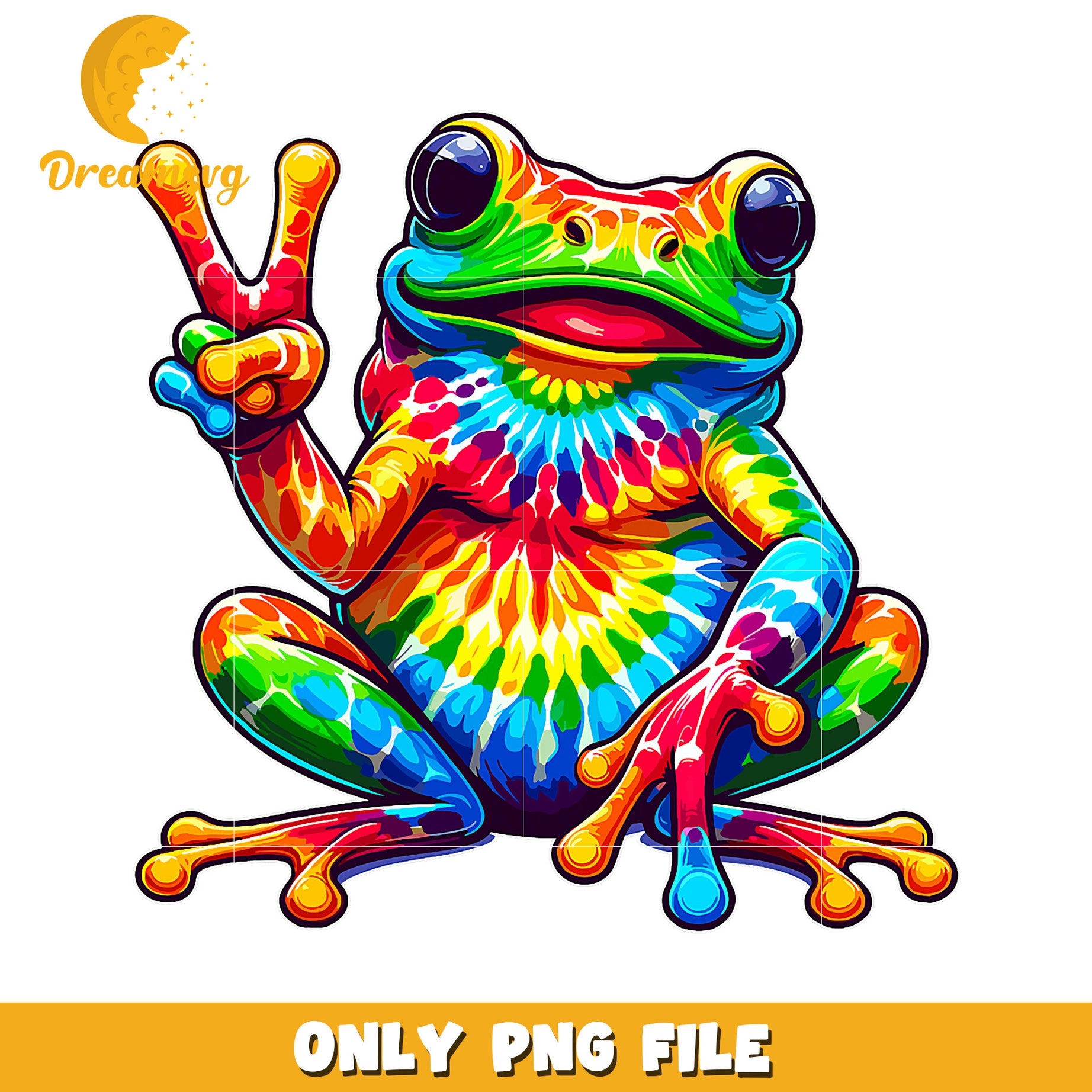 Rainbow Tie Dye Frog PNG Download