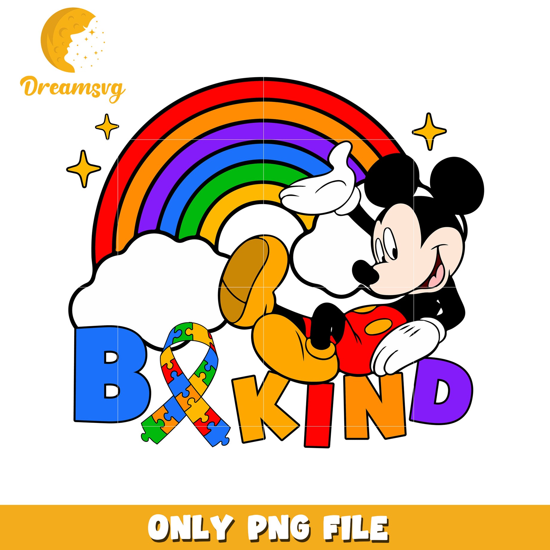 Rainbow be kind autism png, autism awareness png, mickey mouse png