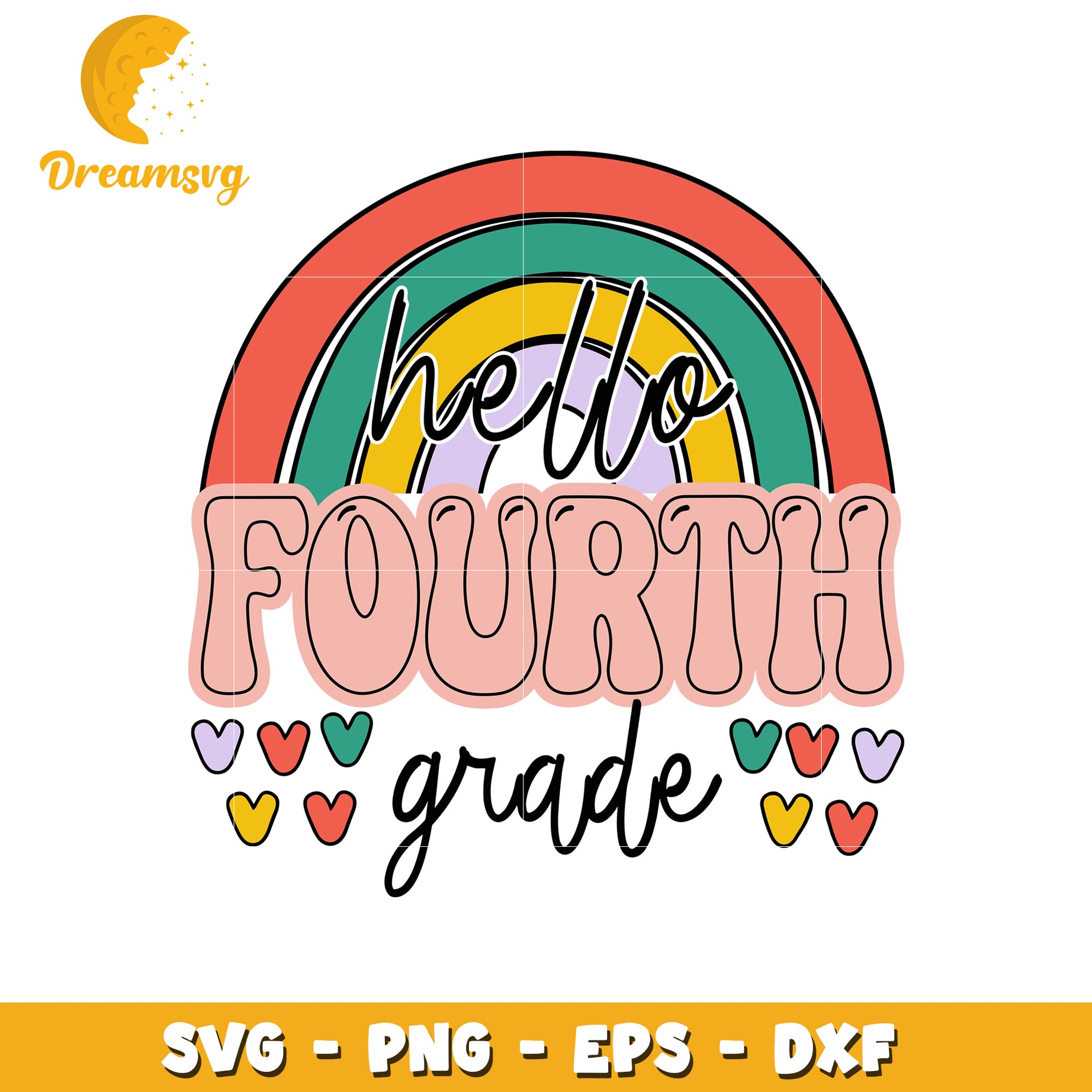 Rainbow hello fourth grade svg, ainbow svg, hello fourth grade svg