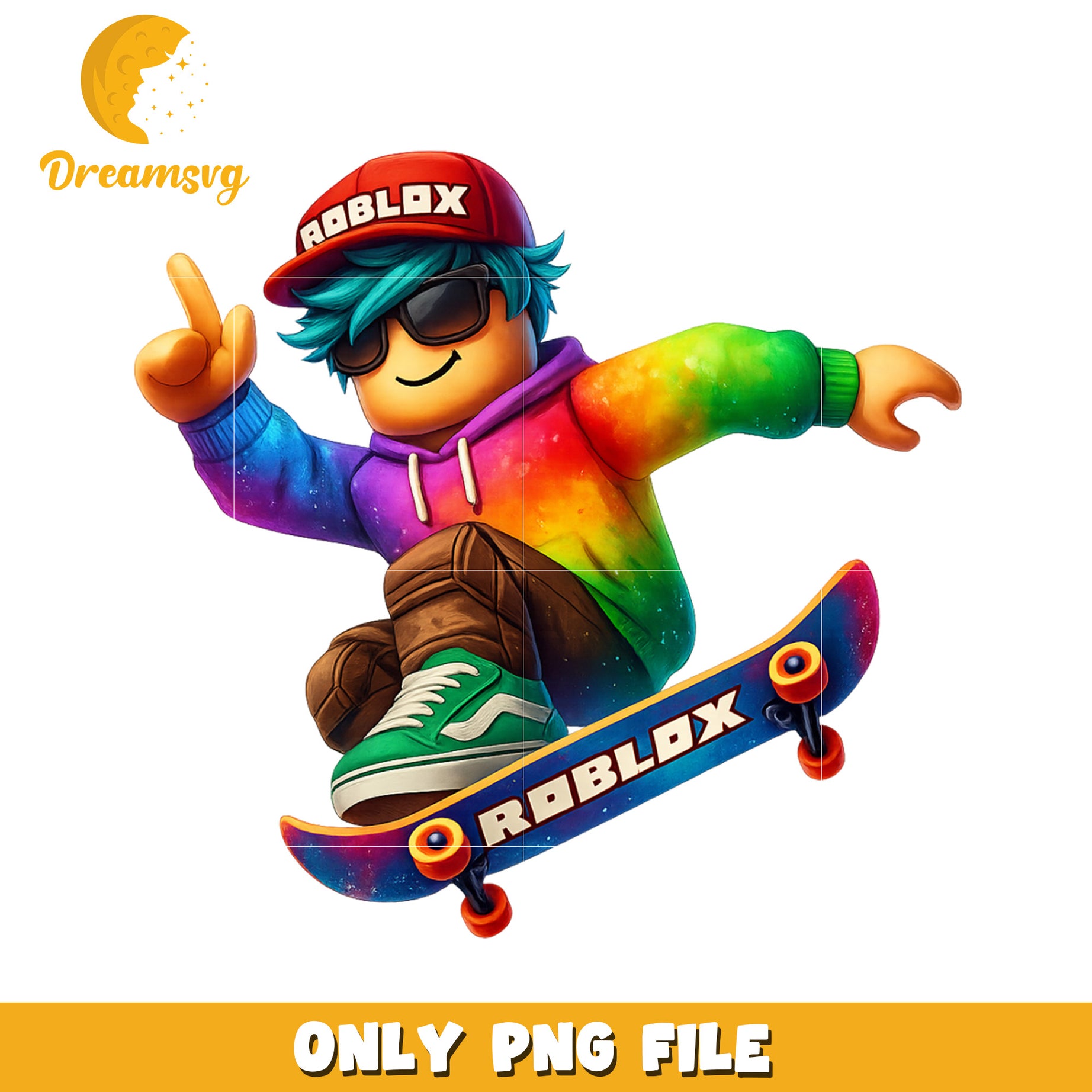 Rainbow skating boy png, roblox fan art png, roblox design png