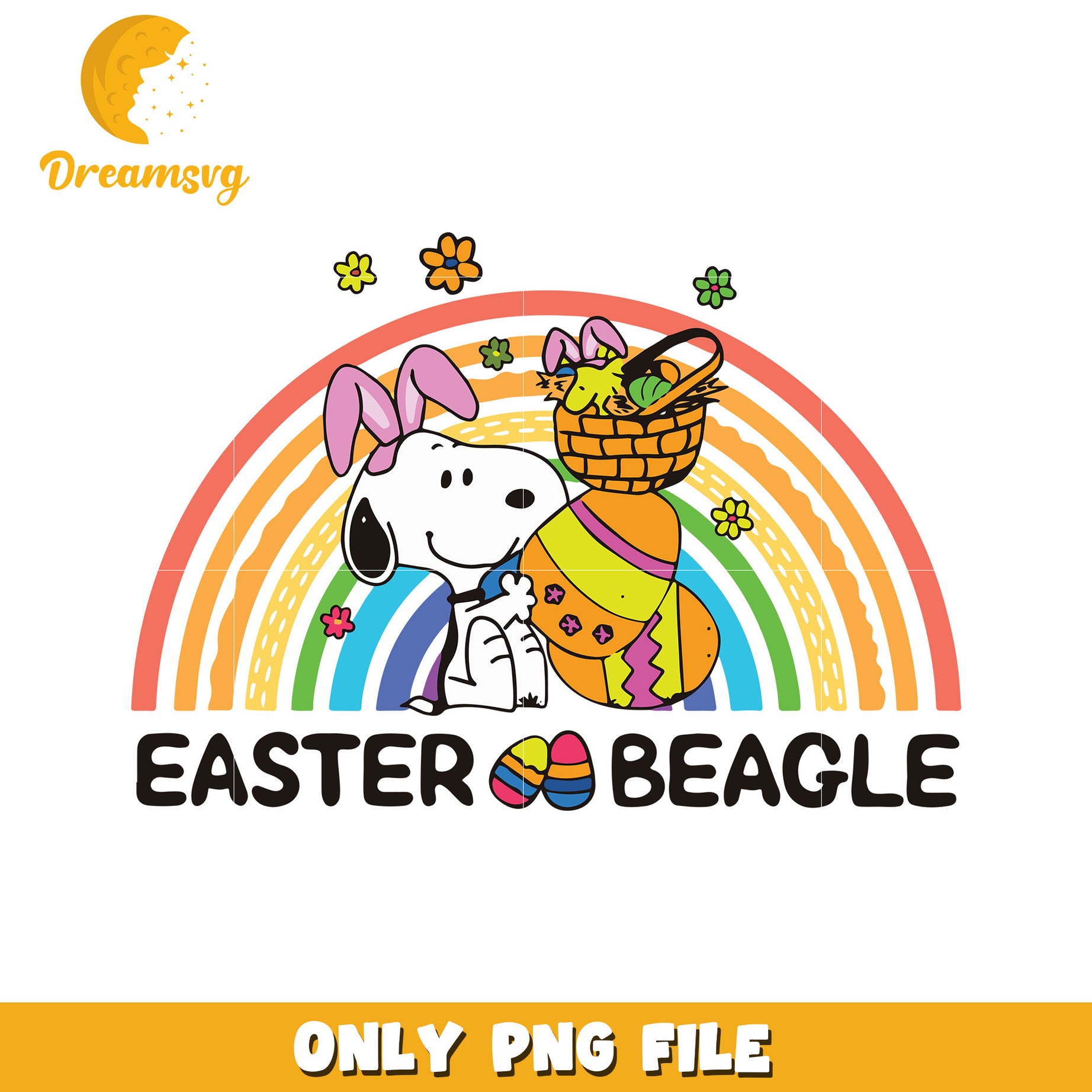 Rainbow snoopy easter beagle png, easter beagle png, snoopy png