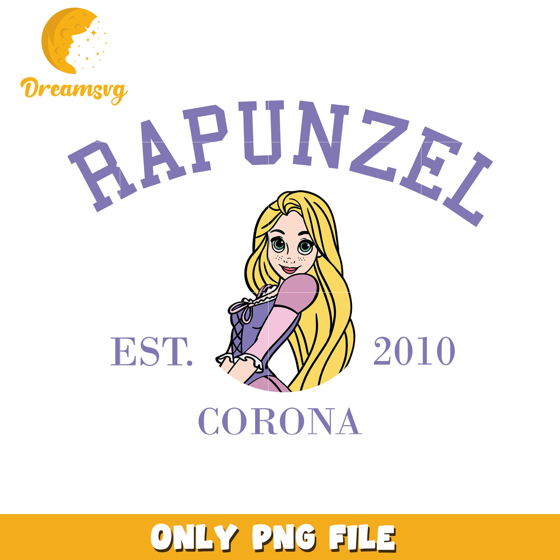 Rapunzel PNG Design with Established Year 2010