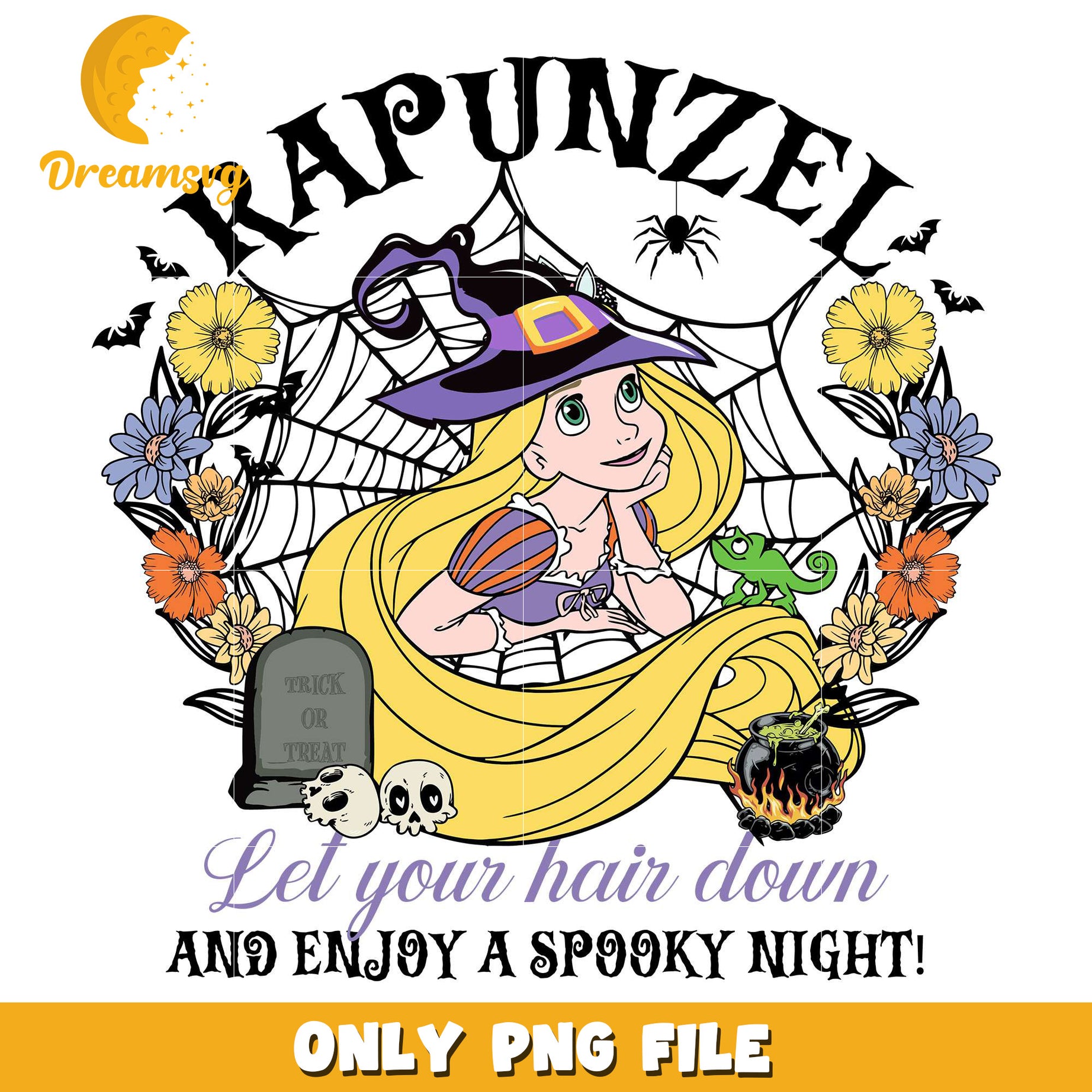 Rapunzel halloween png, halloween ​​candy png, disney princess png