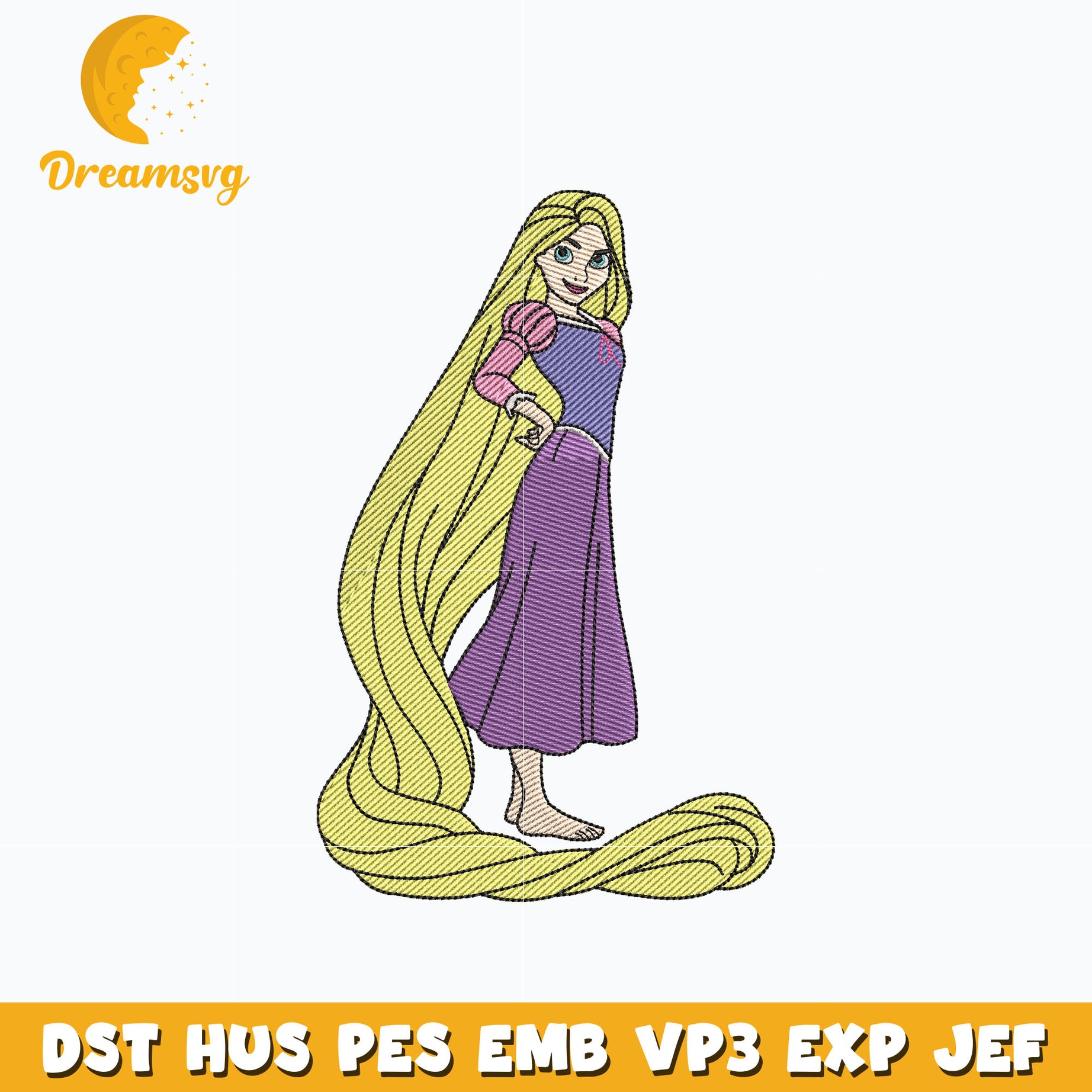 Rapunzel princess embroidery design