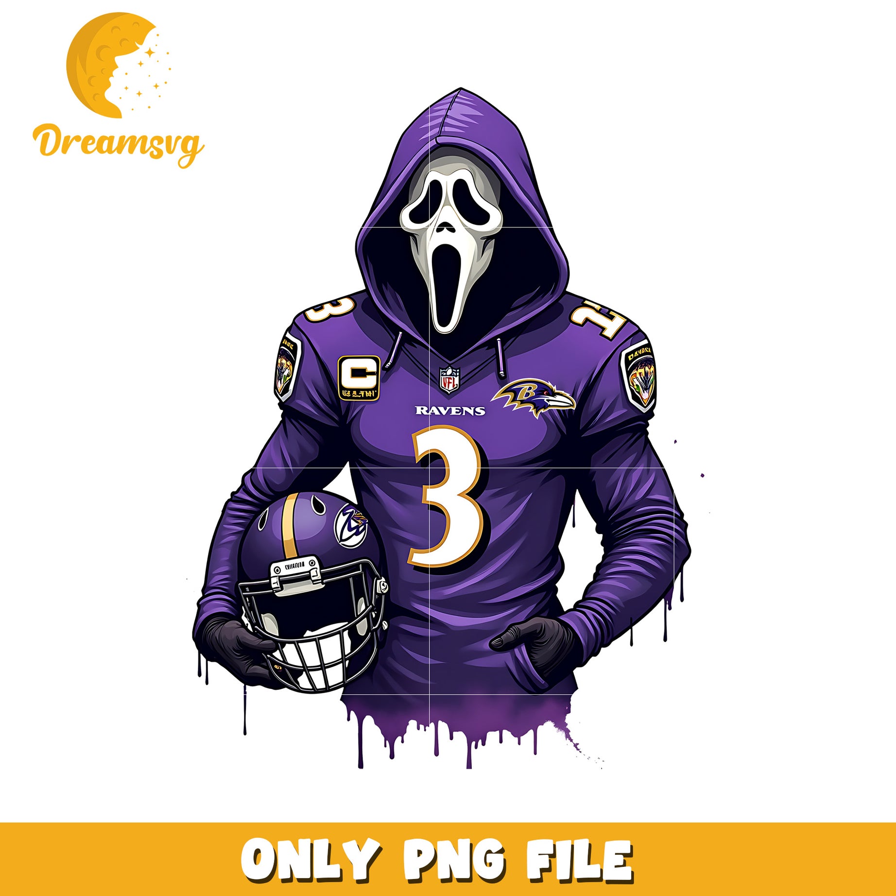 Ravens ghost face png, nfl games png, american football png