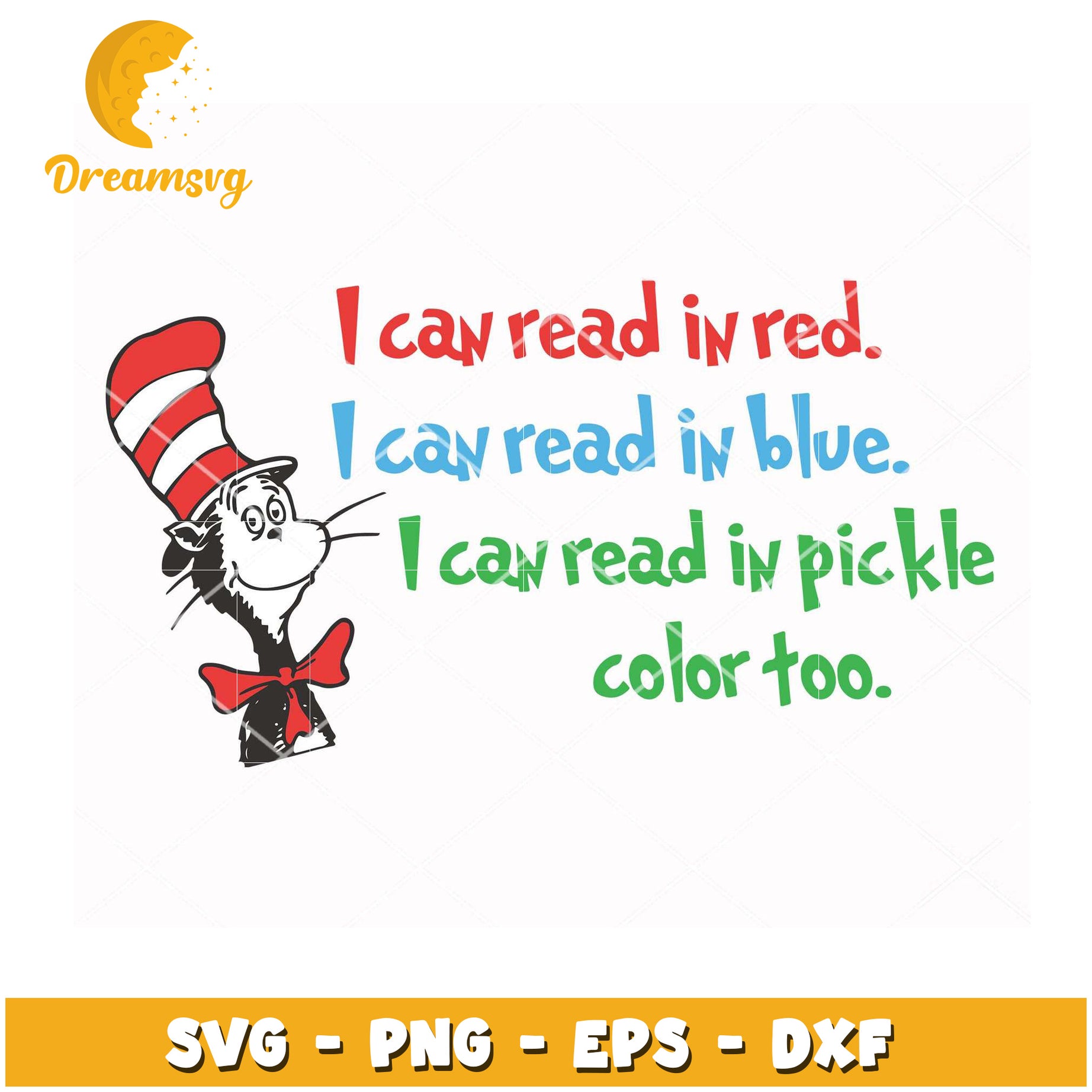 Reading Colorful Cat SVG Design for Kids Learning Activities