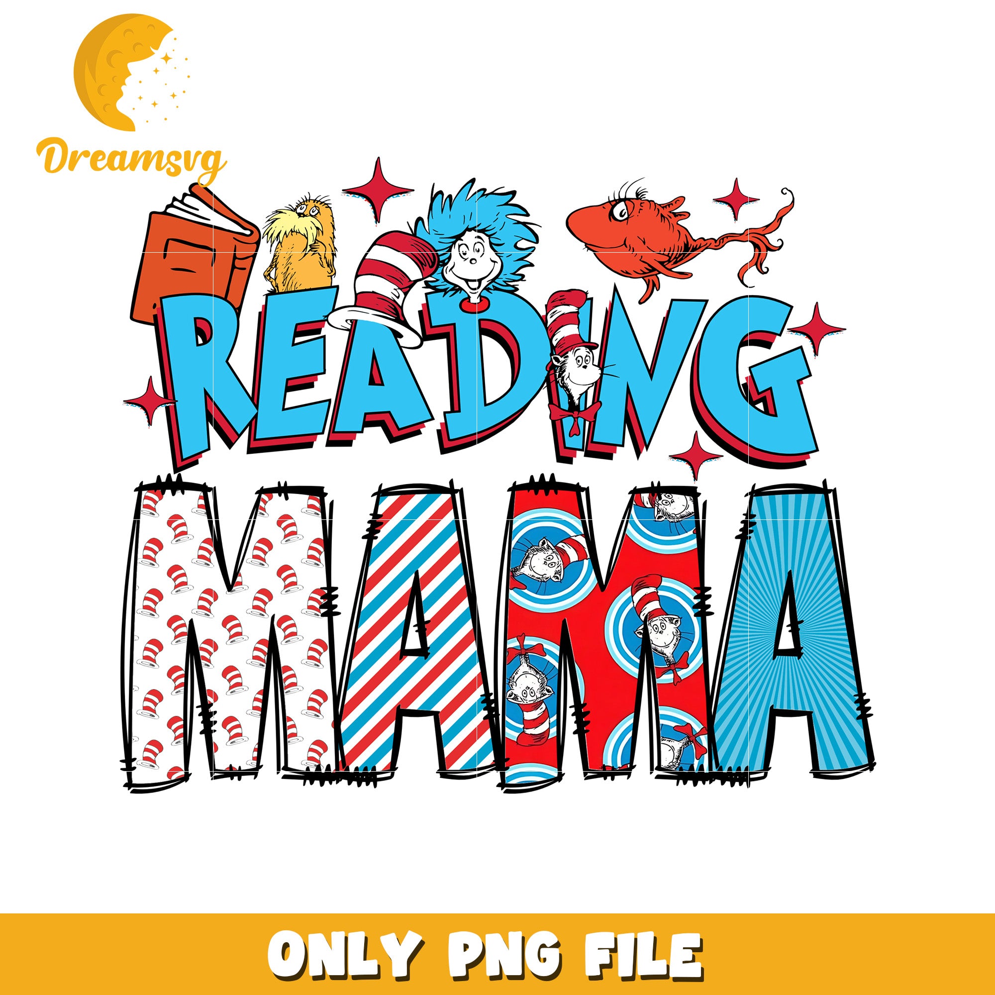 Reading Mama PNG Cat in the Hat Design