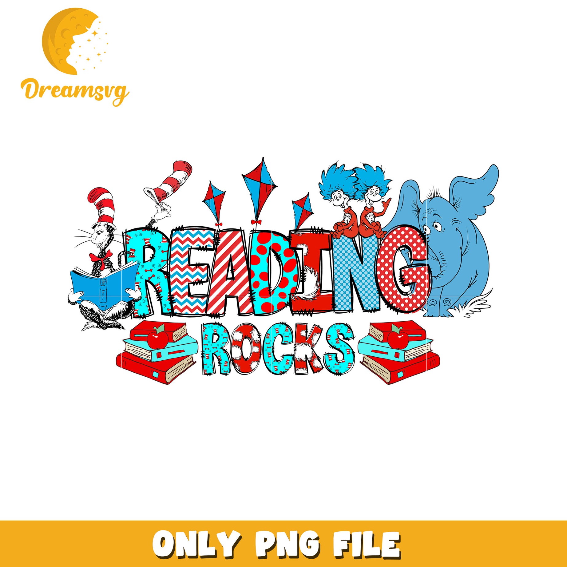 Reading Rocks PNG Seuss Sublimation