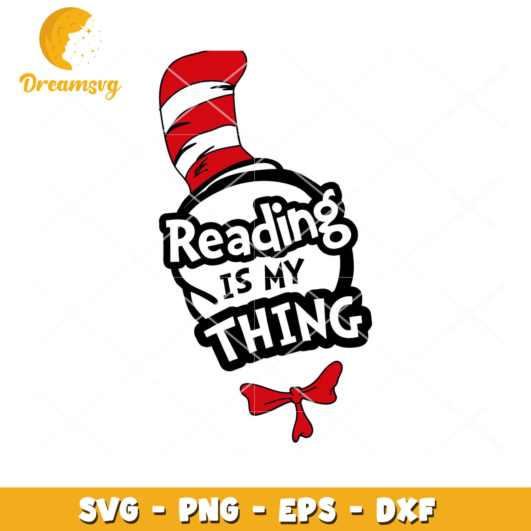 Reading is My Thing Cat Hat SVG Instant Download for Crafters