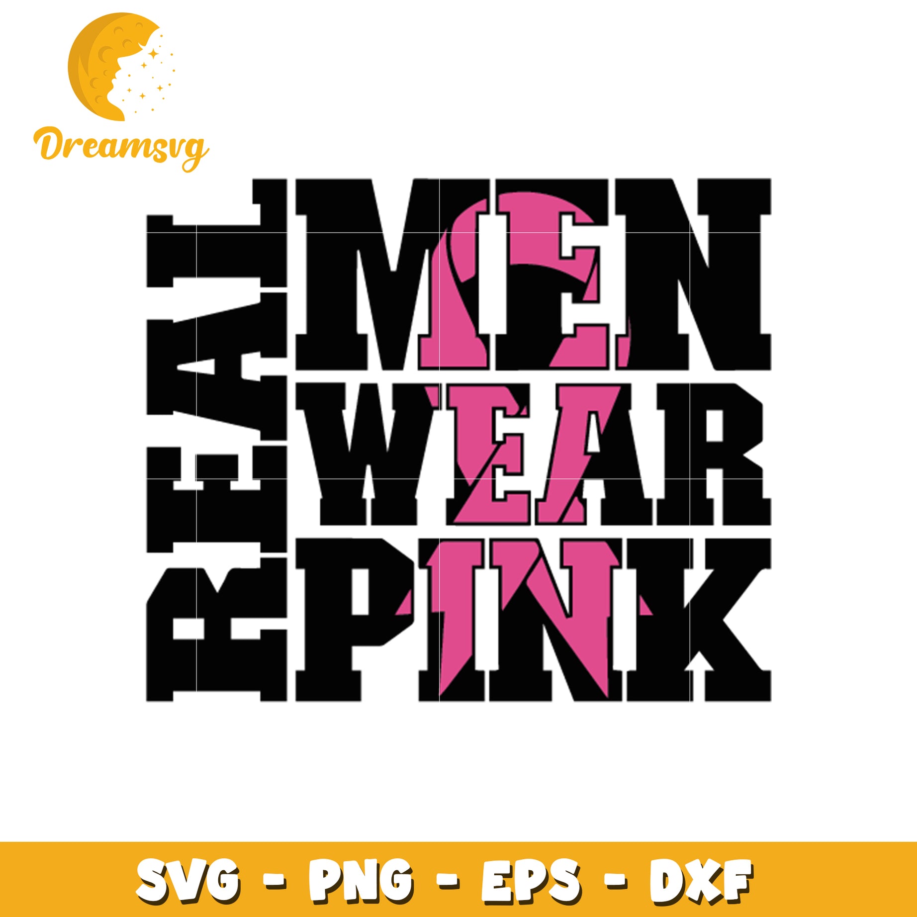 Real men wear pink font design svg, awareness ribbon svg