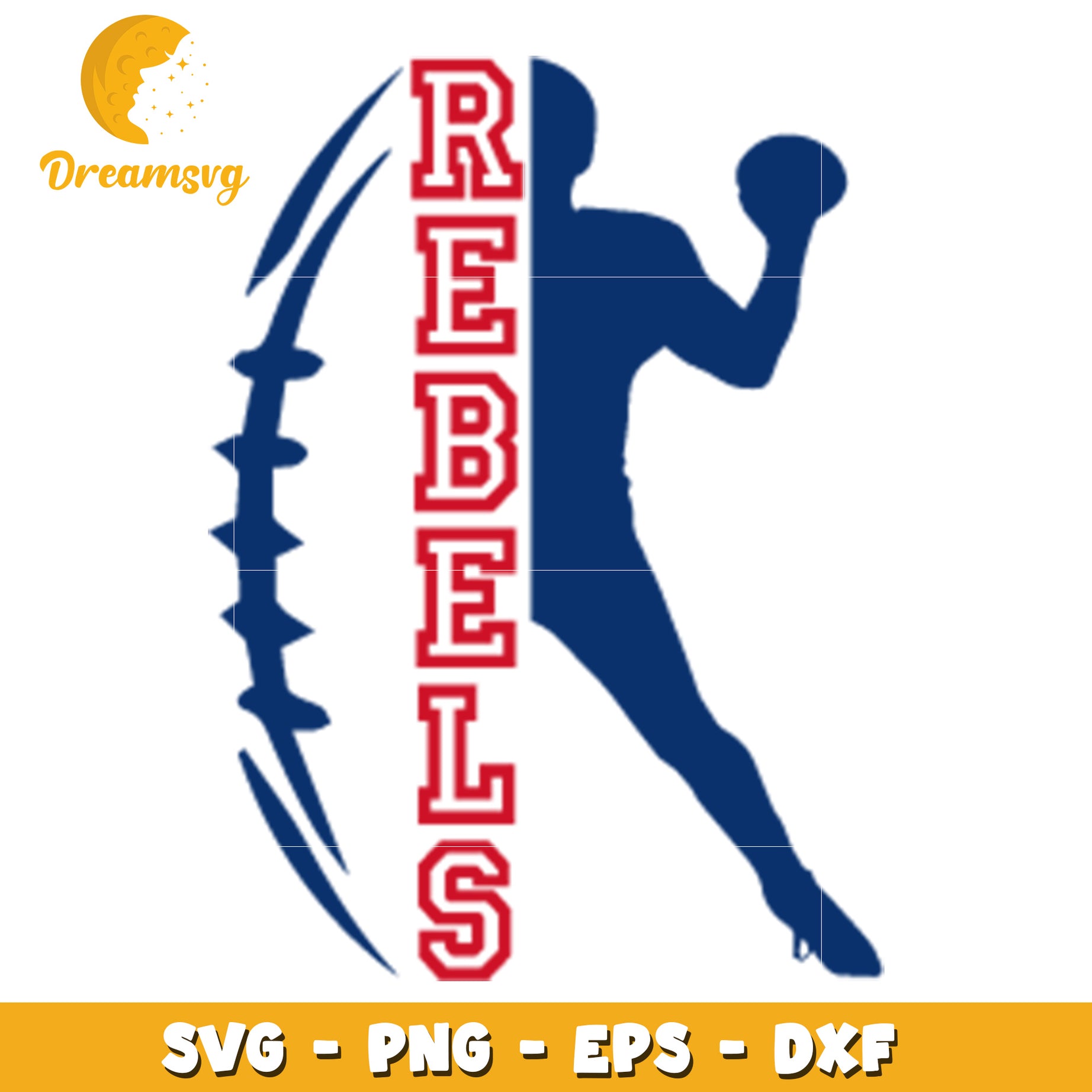 Rebel Football Player Logo SVG for Sports Team Designs