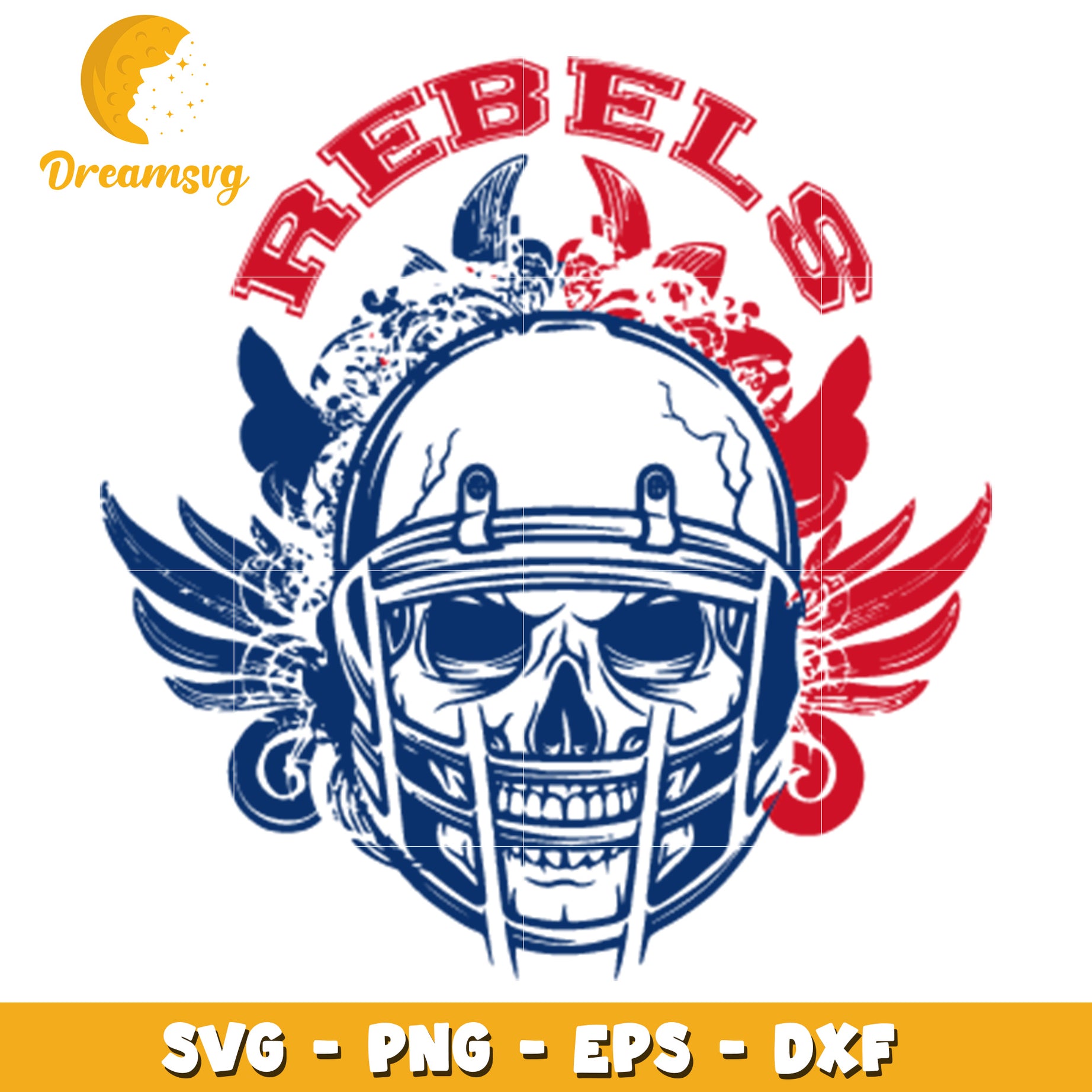 Rebel Skull Football Helmet SVG PNG EPS DXF