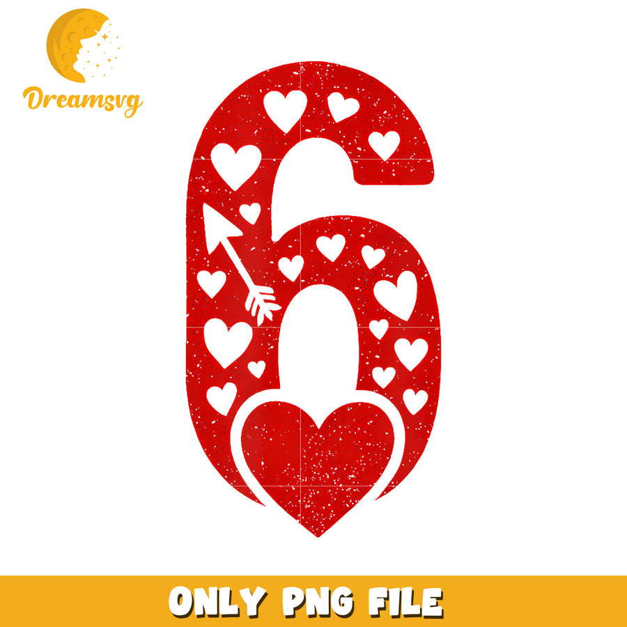 Red 6 heart png, american trend png, sixseven core png