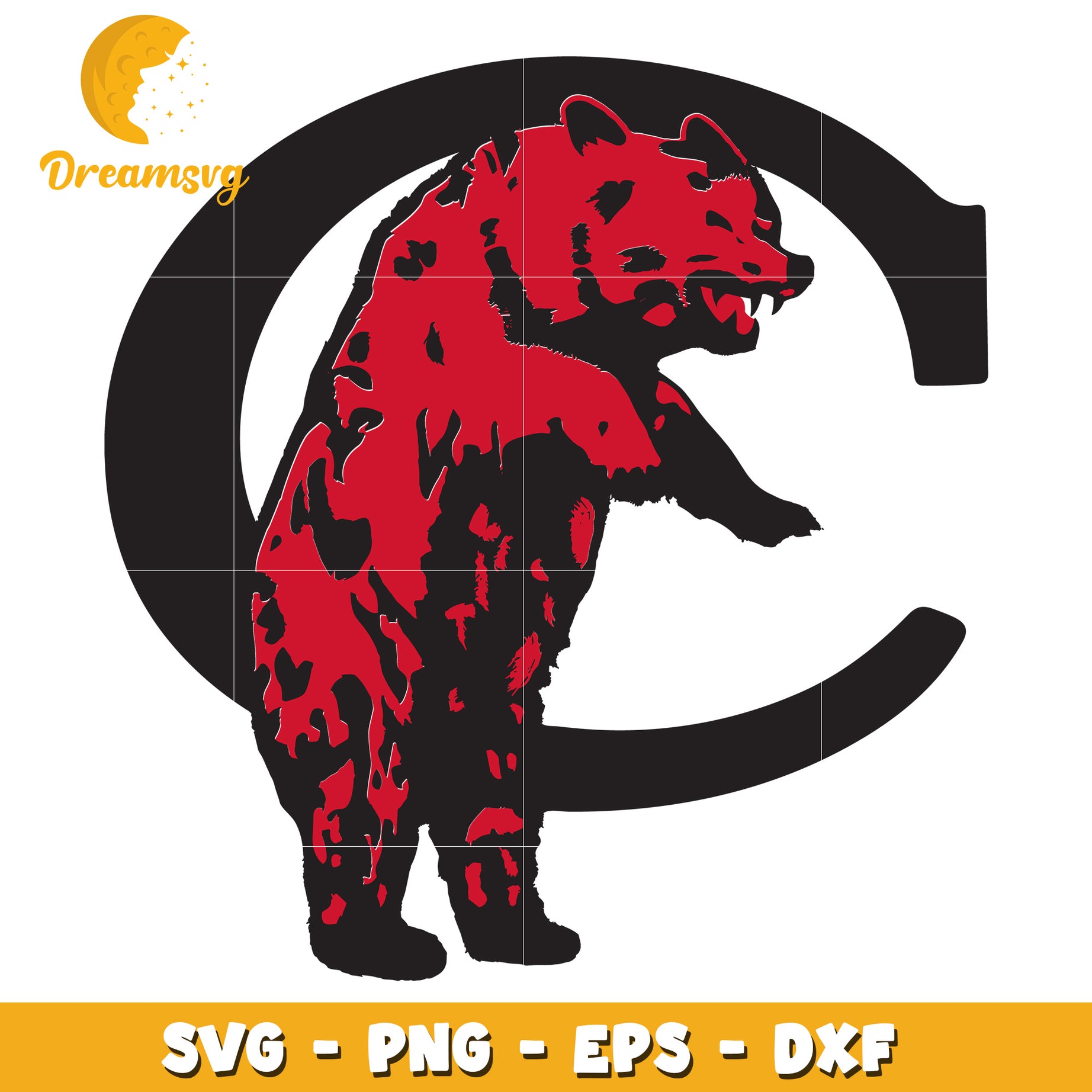 Red Bear Letter C SVG PNG EPS DXF