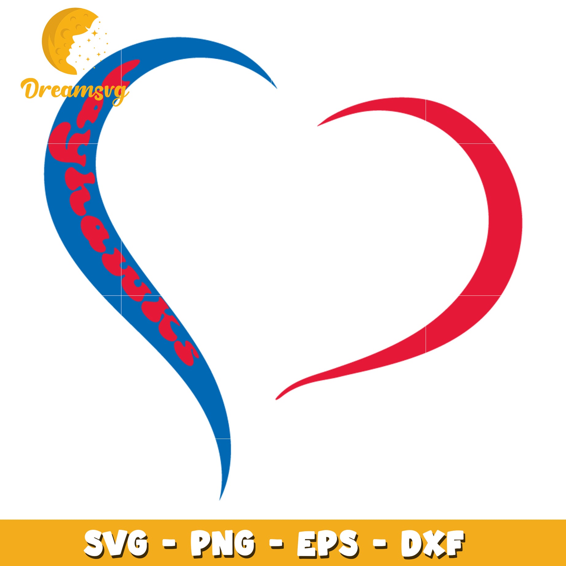 Red Blue Heart SVG PNG EPS DXF Files