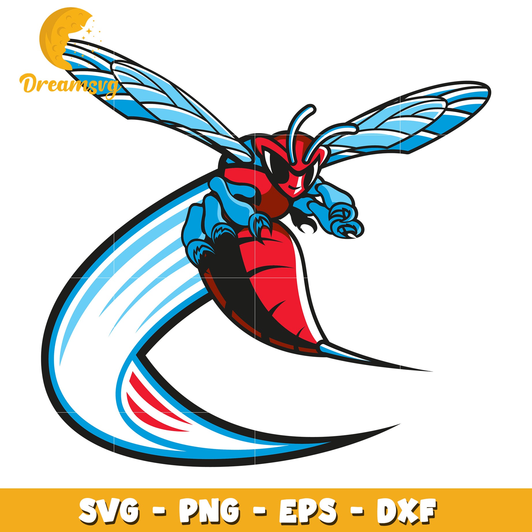 Red Blue Wasp SVG PNG EPS DXF Cut File