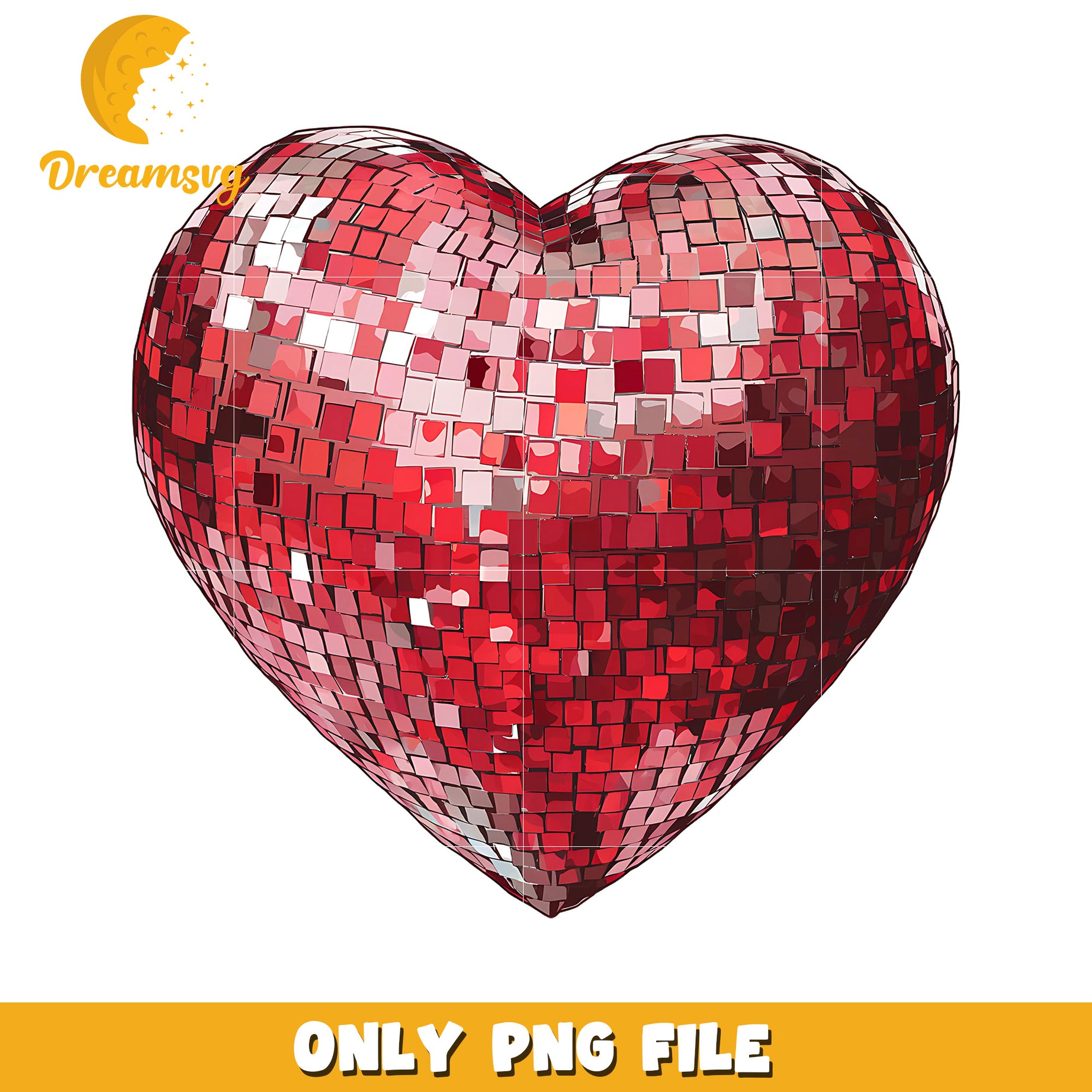 Red Disco Ball Heart PNG