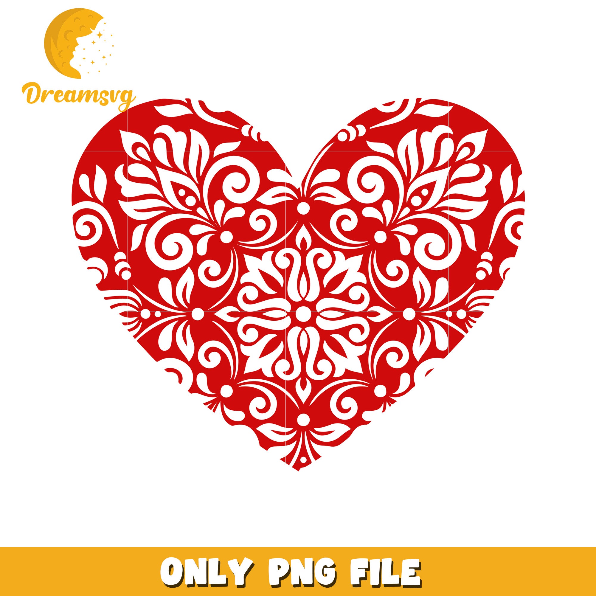 Red Floral Heart PNG Design – DreamSVG Store