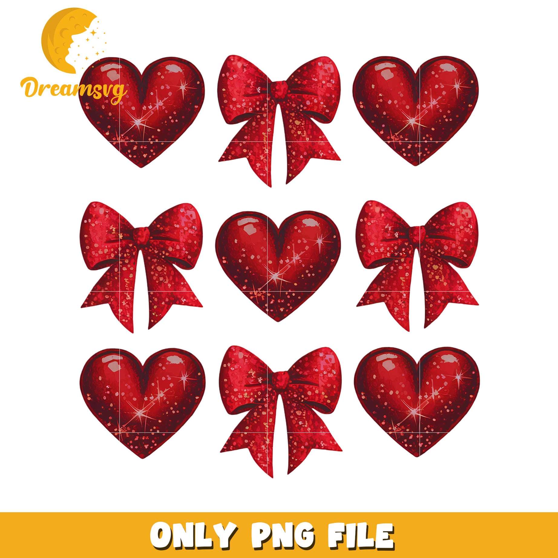 Red Glitter Hearts PNG Clipart