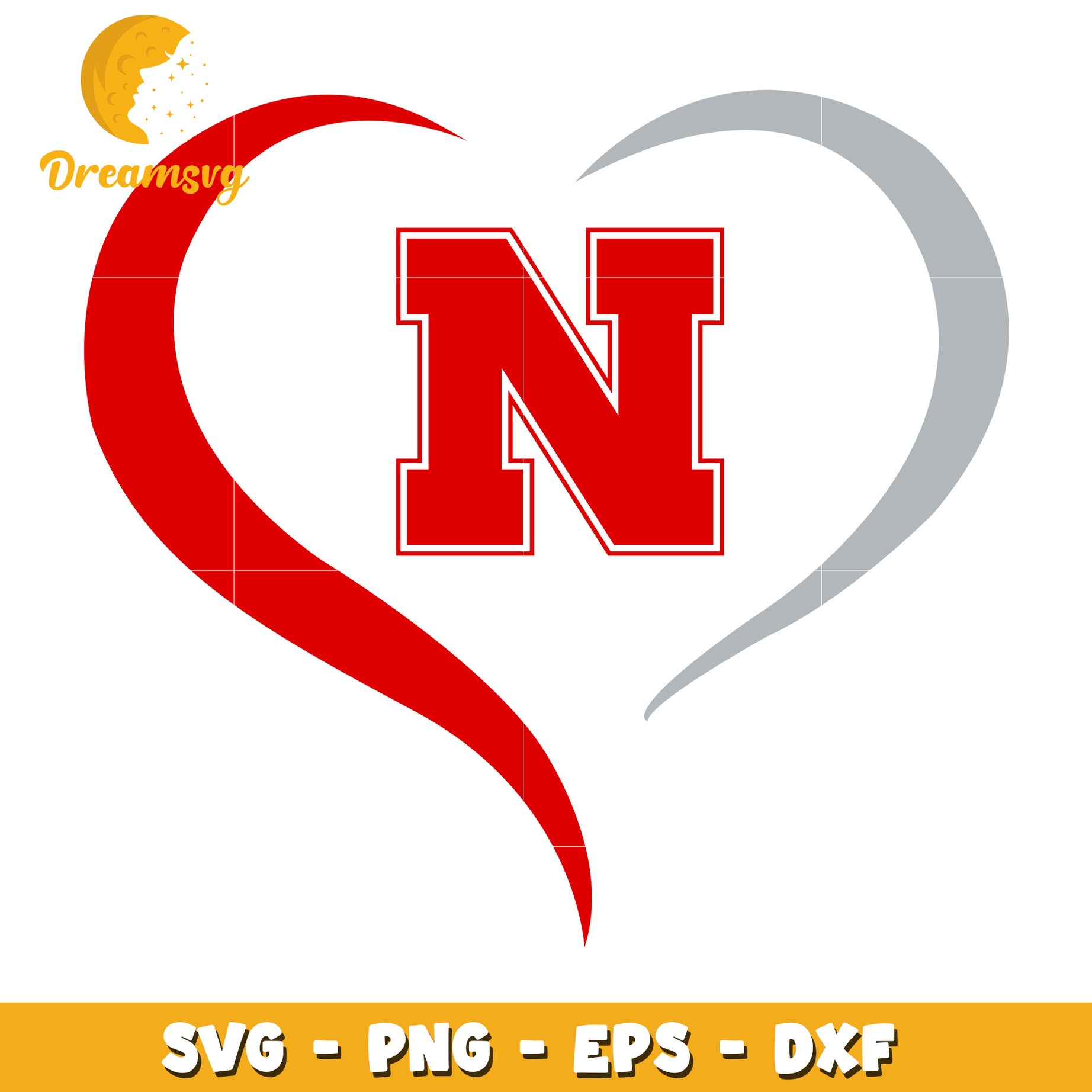 Red Heart Letter N SVG PNG EPS DXF