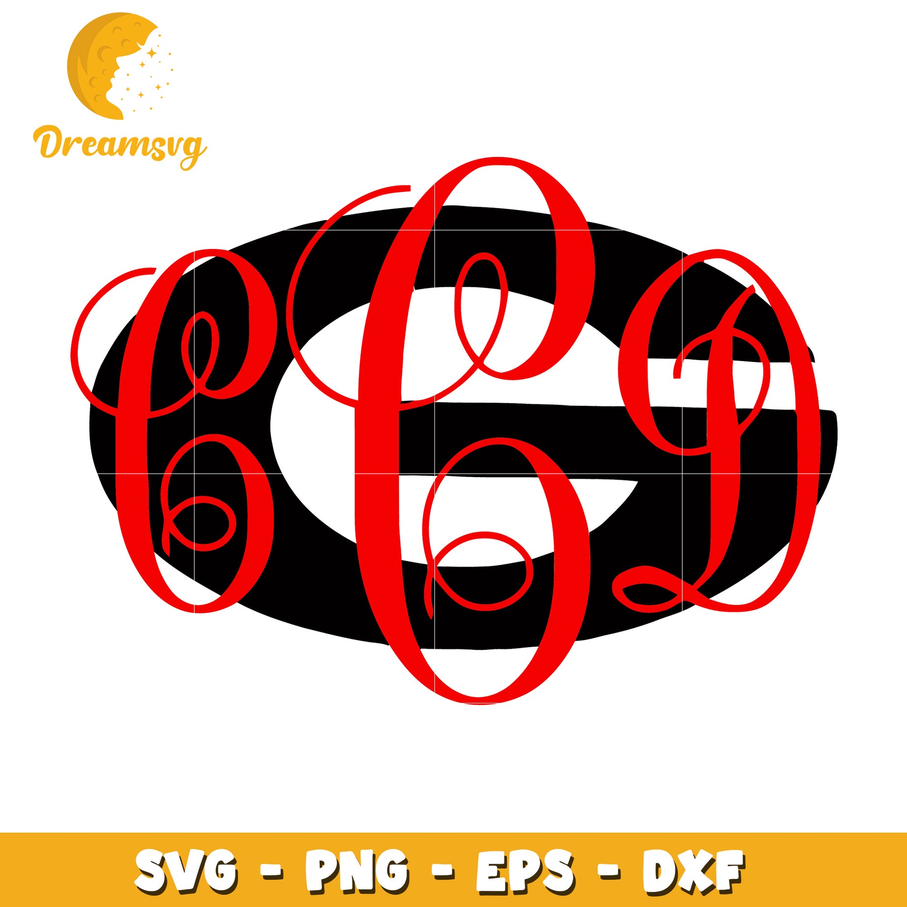 Red Monogram SVG Cut File  PNG EPS DXF