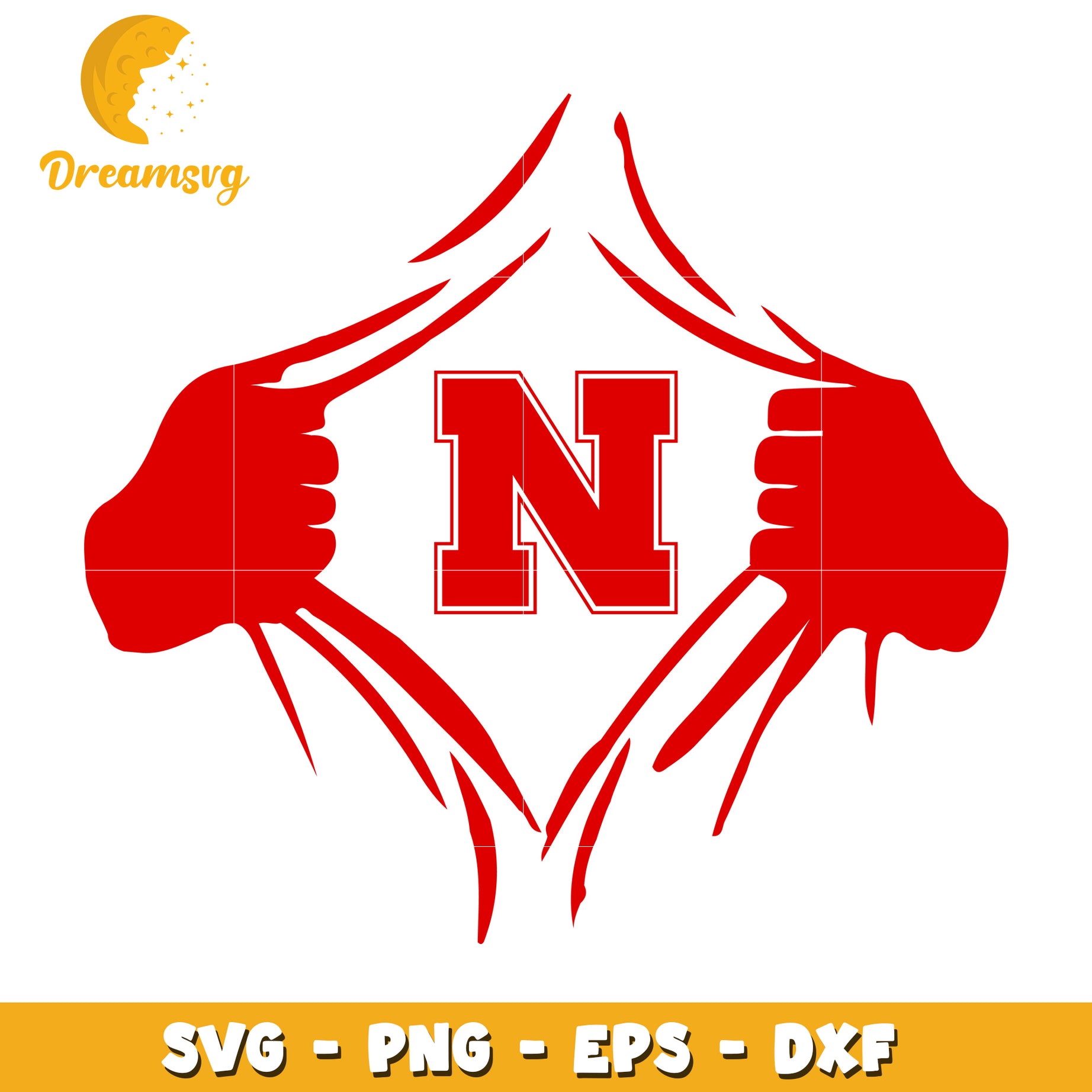 Red N Letter Superhero SVG PNG EPS DXF