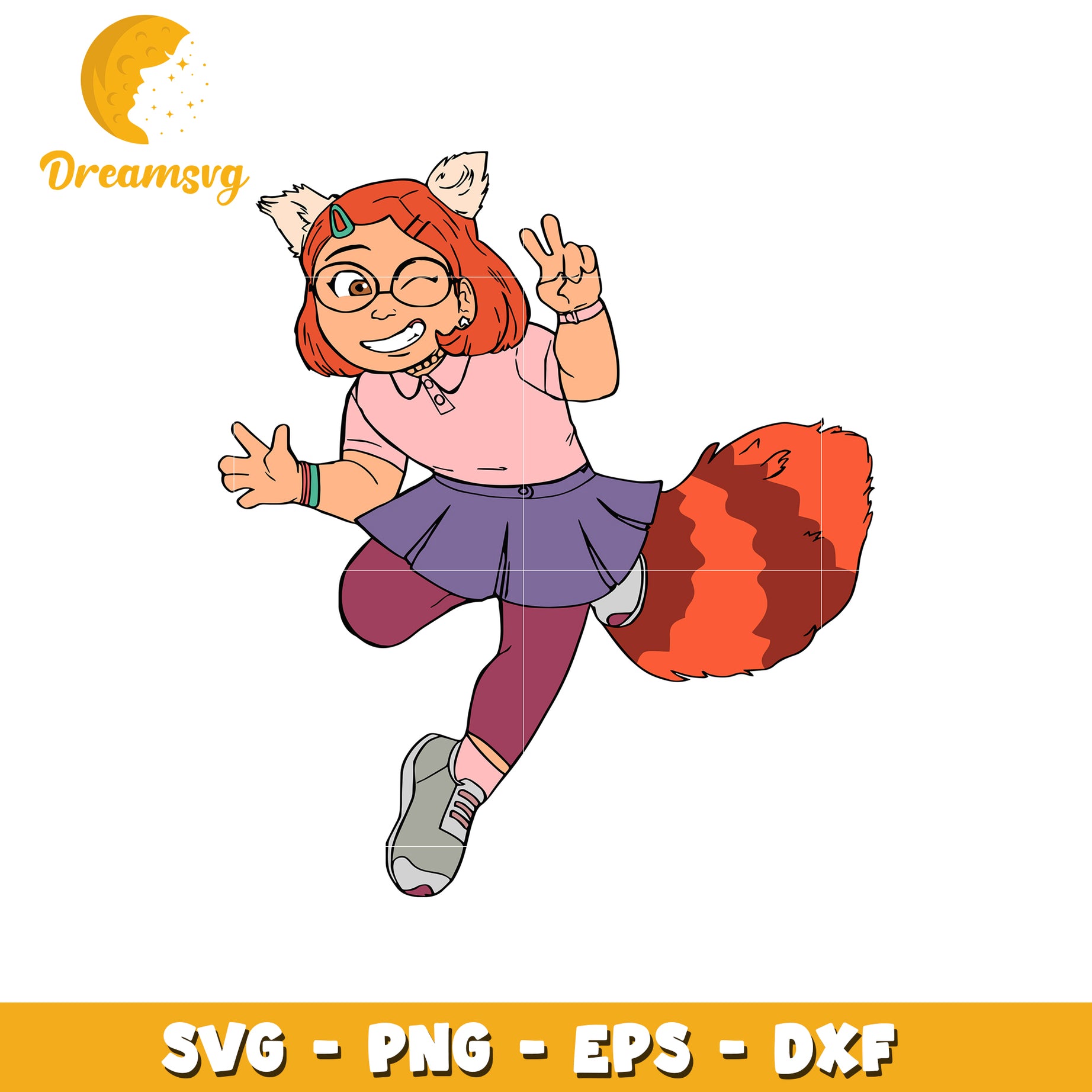 Red Panda Girl SVG Cut File