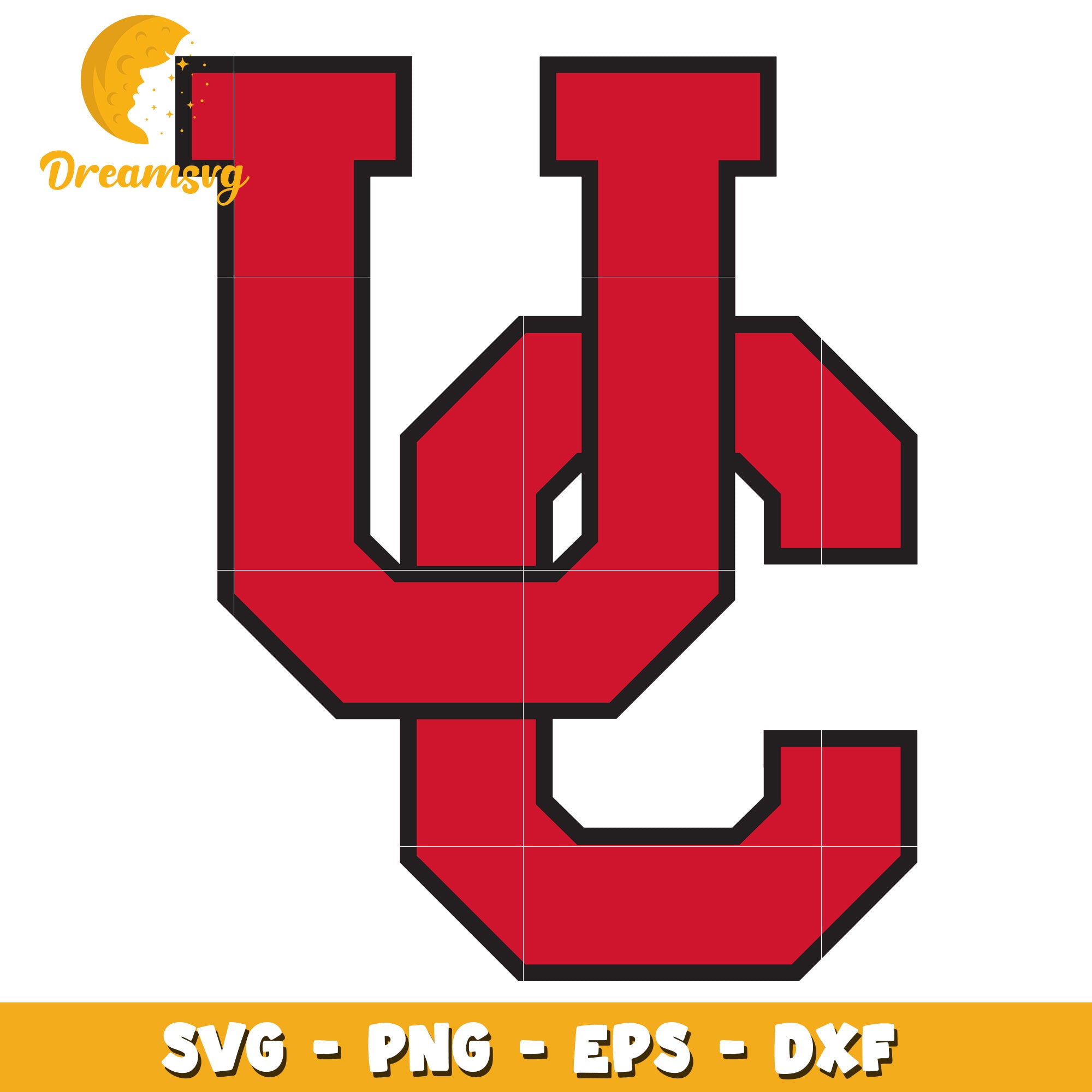 Red UC Letters SVG PNG EPS DXF Files