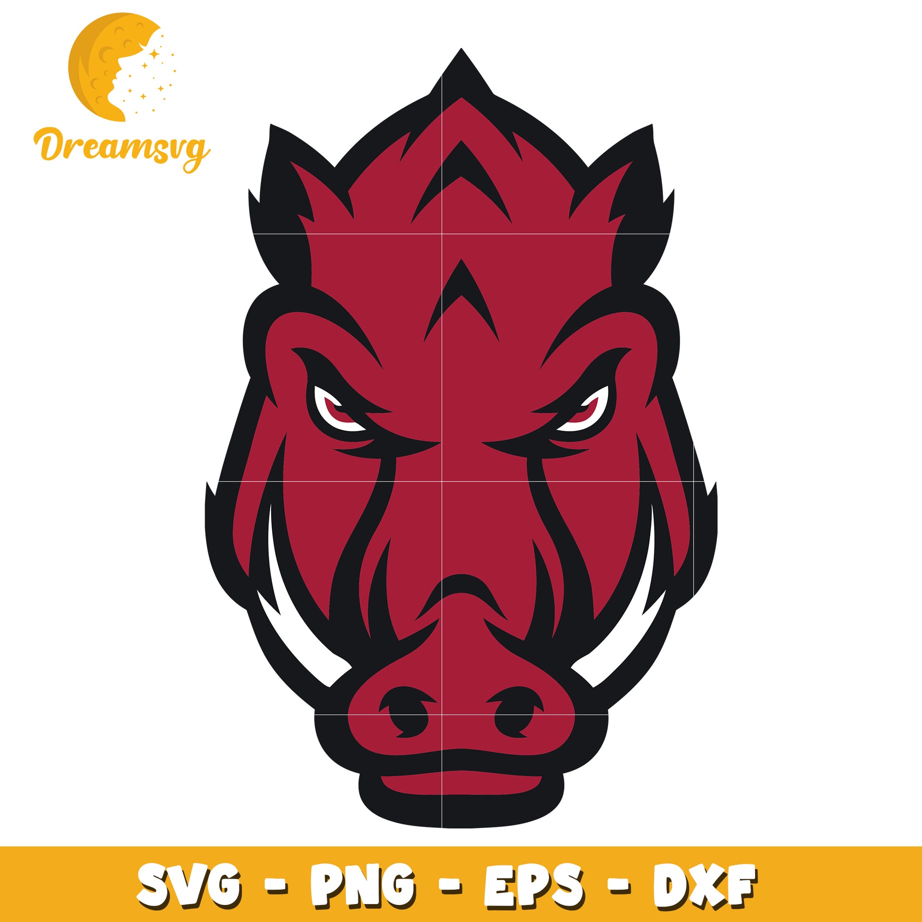 Red Wild Boar SVG PNG EPS DXF