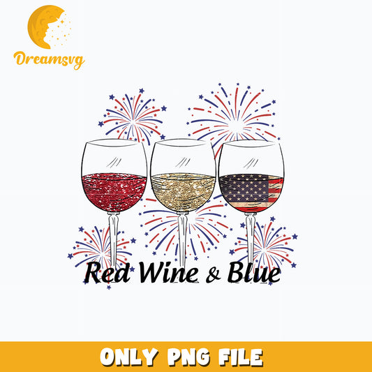 Red Wine & Blue 4th Of July Png