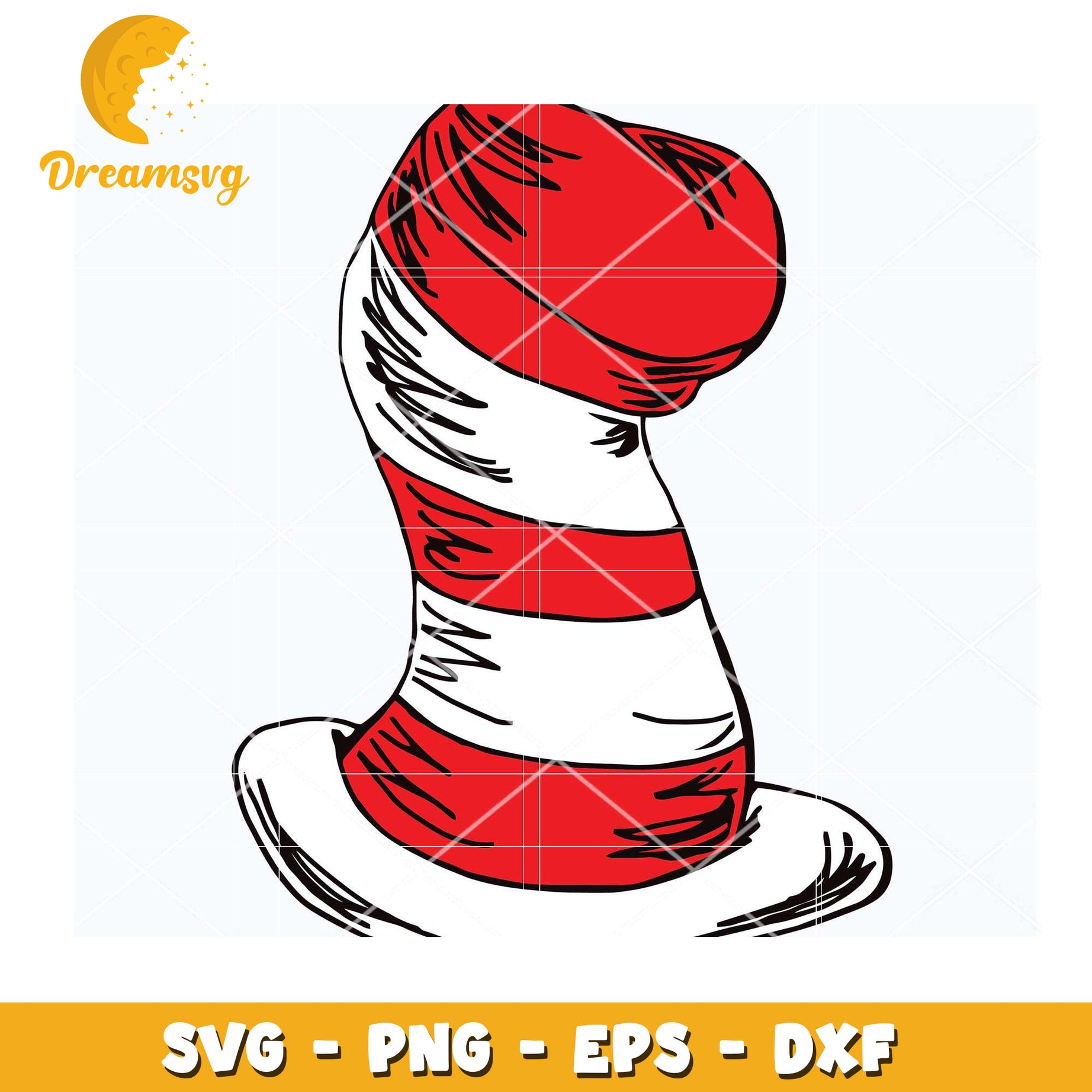 Red and White Cat Hat SVG Instant Download Craft Template