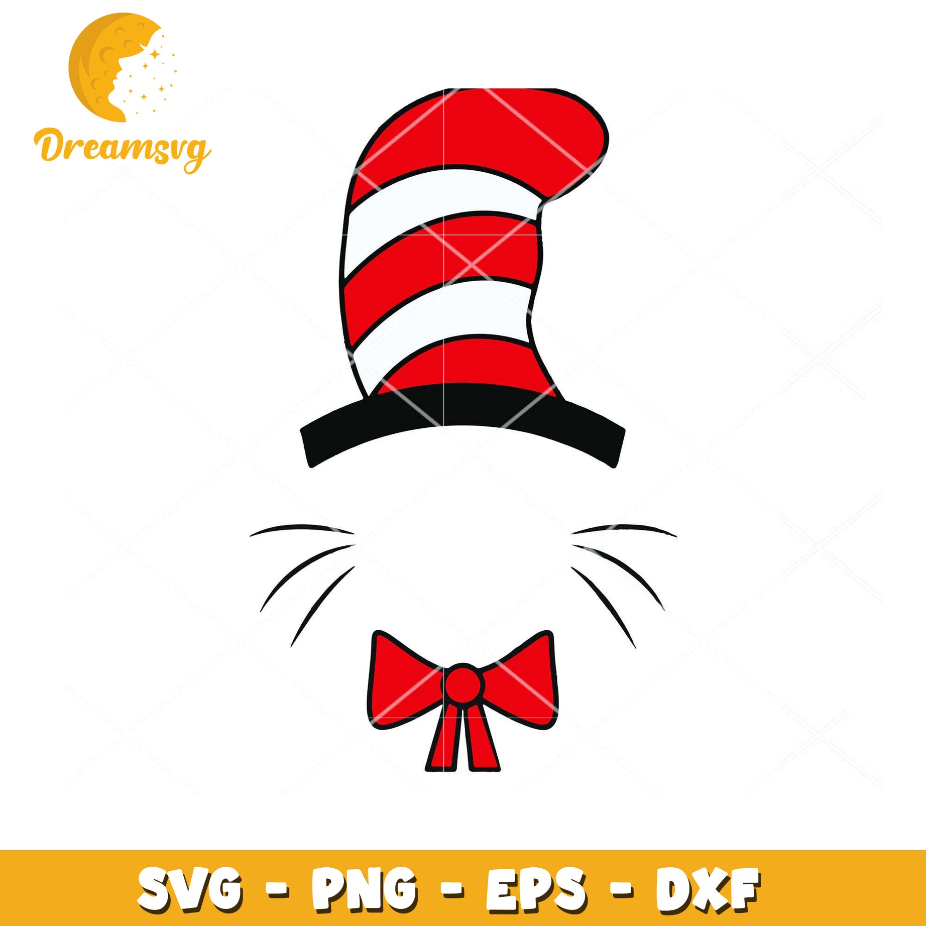 Red and White Cat Hat SVG Instant Download for Crafts and Projects