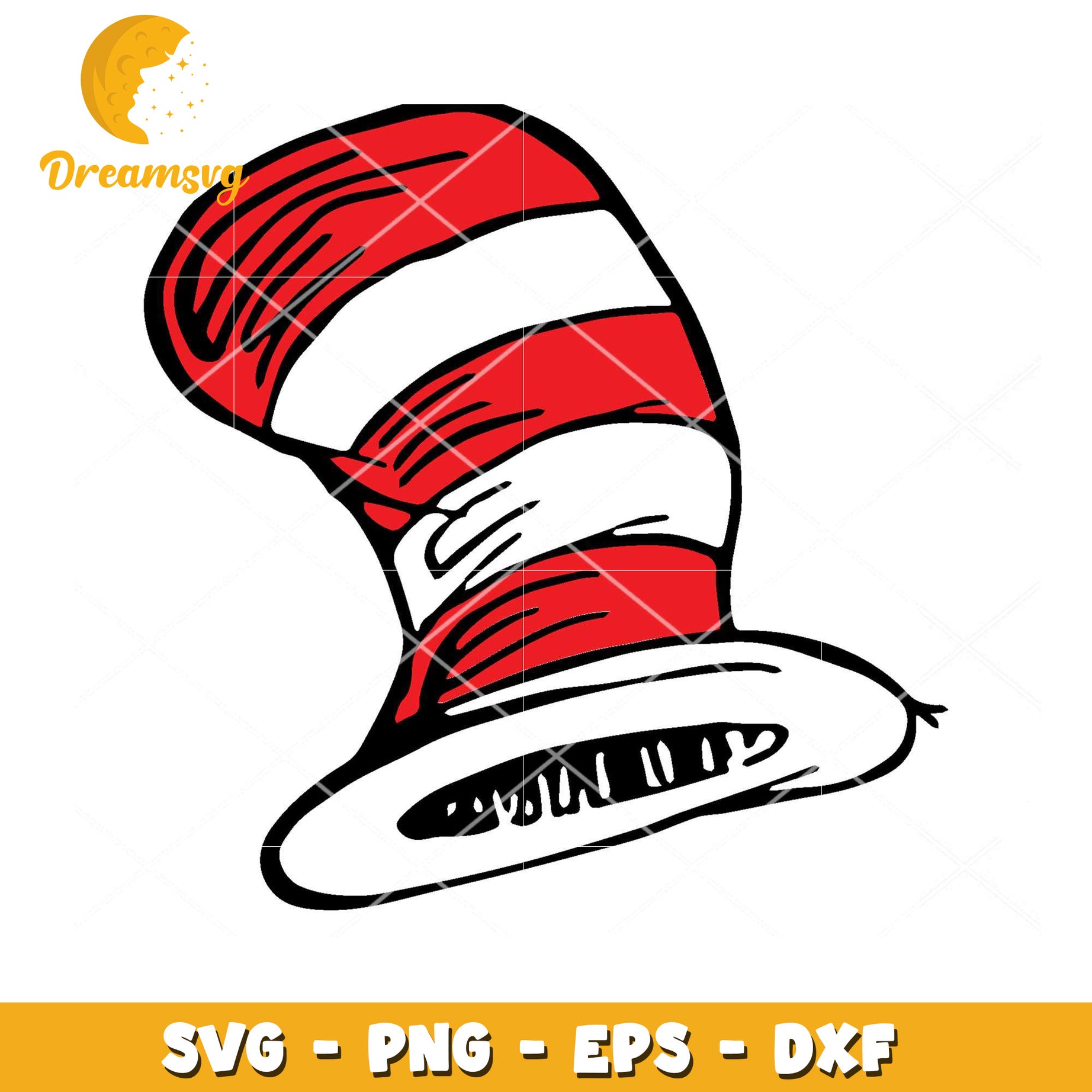 Red and White Striped Cat Hat SVG Instant Download for Crafts