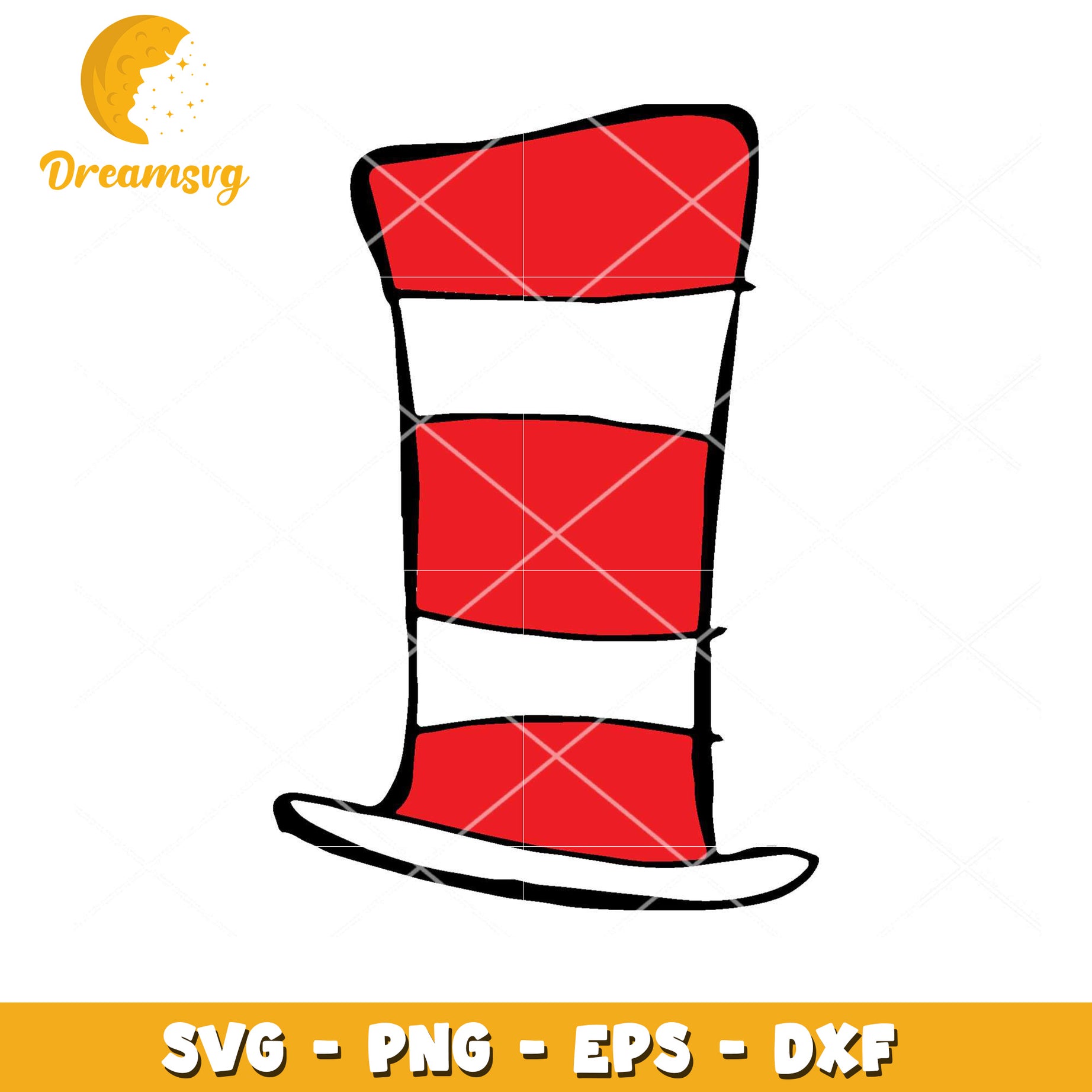 Red and White Striped Hat SVG Instant Download for Crafts