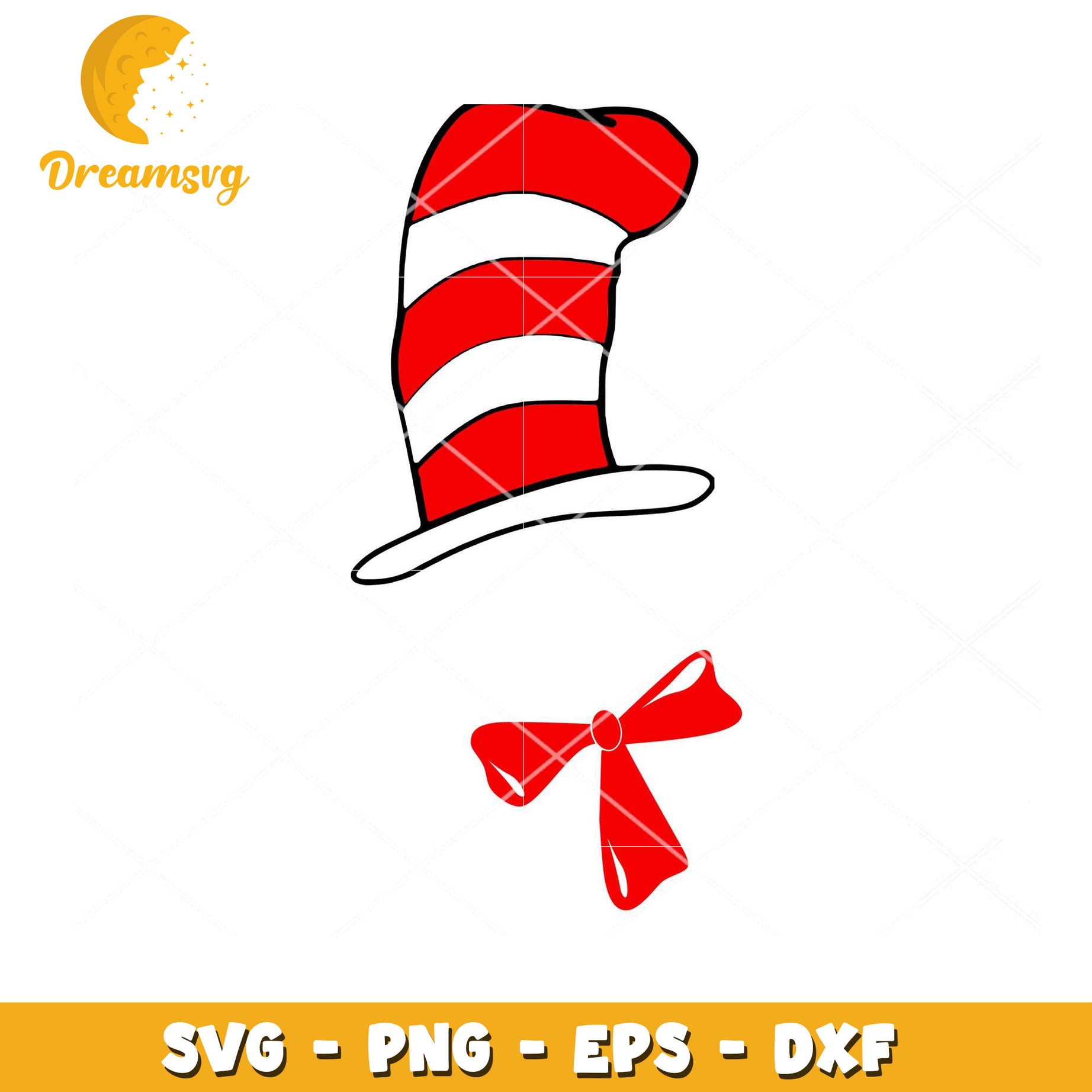 Red and White Striped Hat with Bow SVG Instant Download Craft